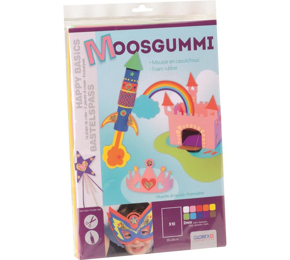 Glorex Moosgummi Glorex Moosgummi sortiert A4, 2 mm, 10 Stück