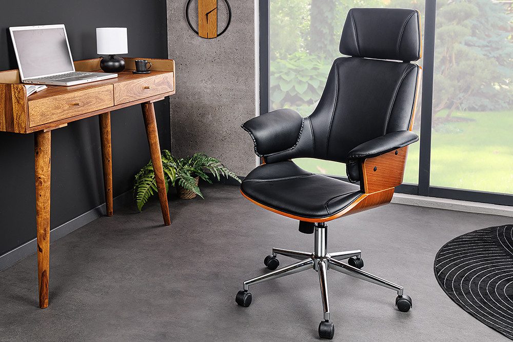 riess-ambiente Bürostuhl MANHATTAN natur / schwarz (Einzelartikel, 1 St), Kunstleder · drehbar · ergonomisch · mit Armlehne · höhenverstellbar