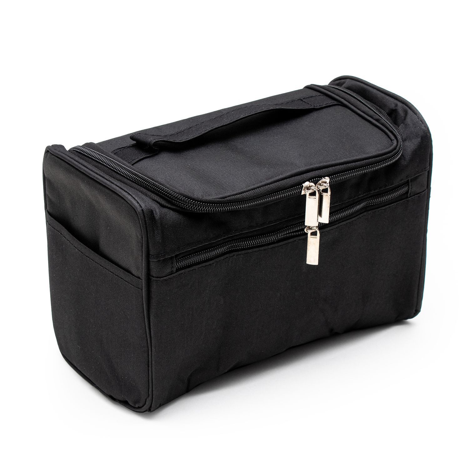 Intirilife Kosmetiktasche (Tragbare Kosmetiktasche in SCHWARZ), Koffer Kulturbeutel mit Tragegriff