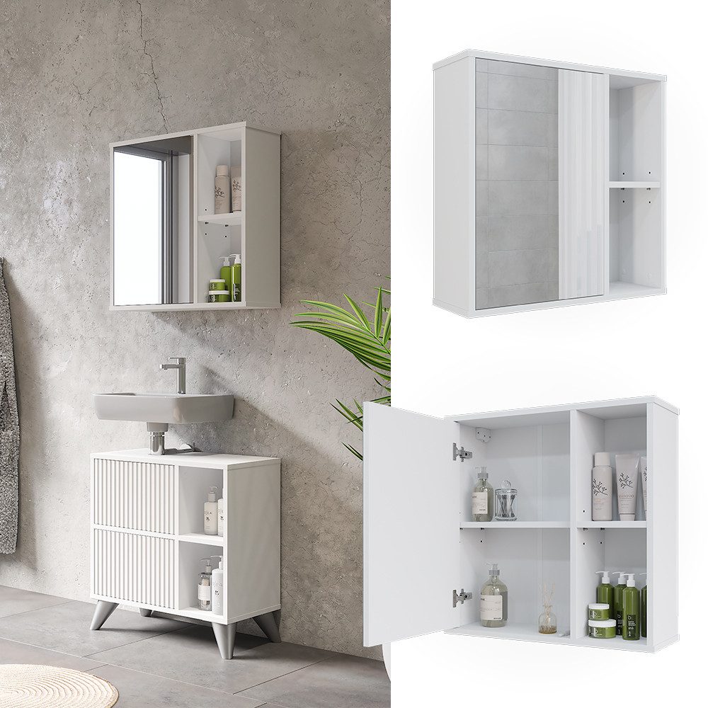 Vicco Badezimmerspiegelschrank Leano, Weiß, 60 x günstig online kaufen