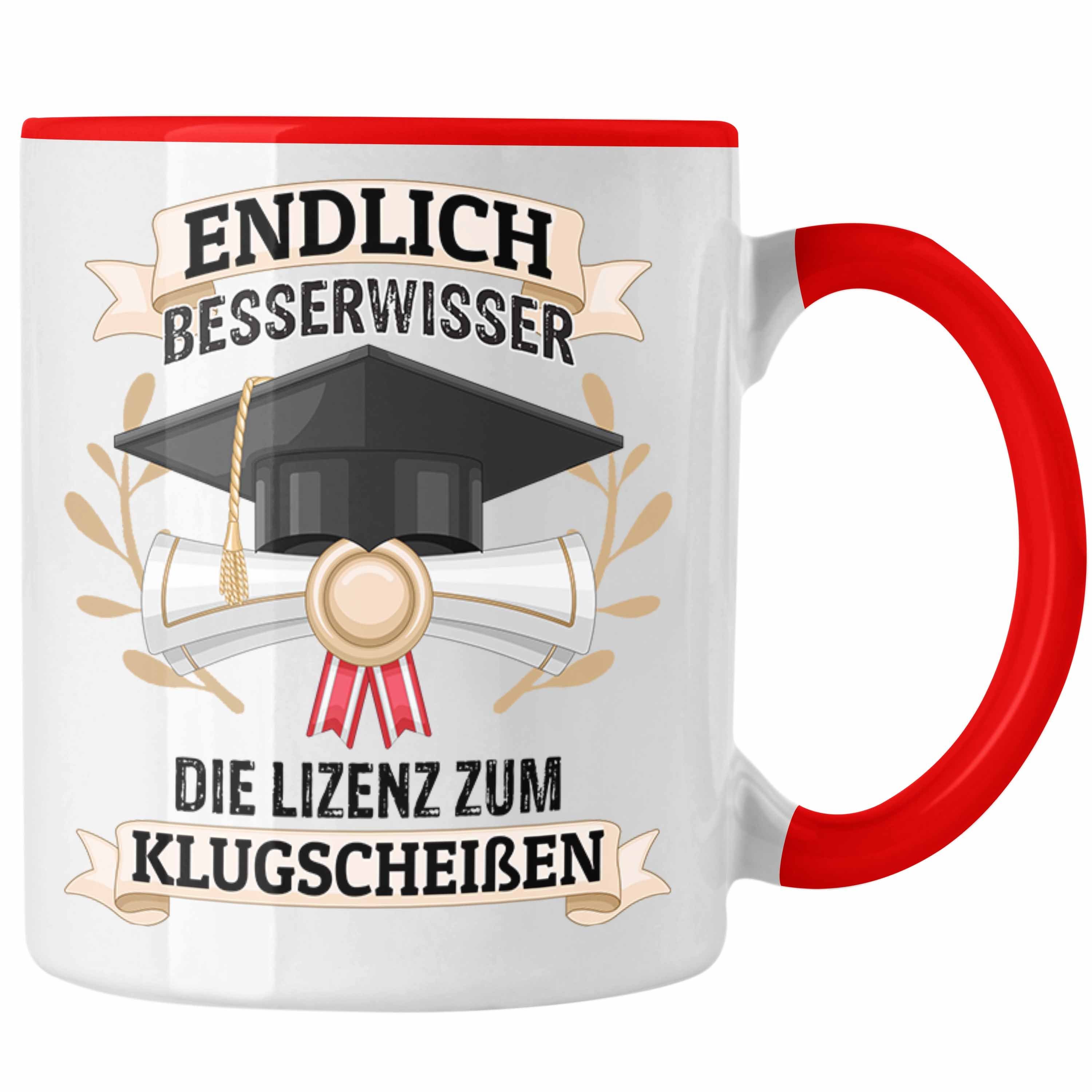 Besserwisser Endlich Bestanden Geschenk Rot - Trendation Bachelor Uni Prüfung Trendation Tasse - Geschenkidee Graduation Abschluss Tasse