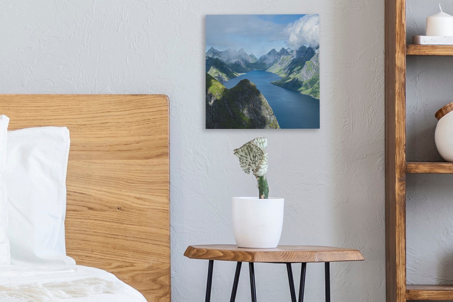 OneMillionCanvasses® Leinwandbild Blick über die St), Bilder Schlafzimmer in Norwegen, für (1 Leinwand Fjorde Wohnzimmer