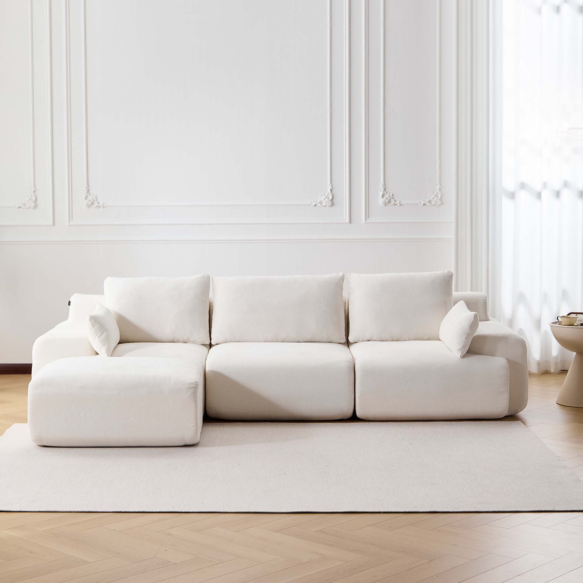 welax Sofa Chenille Sofa mit Memoryschaum, Modularer Cloud Loveseat, 4-Sitzer Sofa, 289×104×70 cm