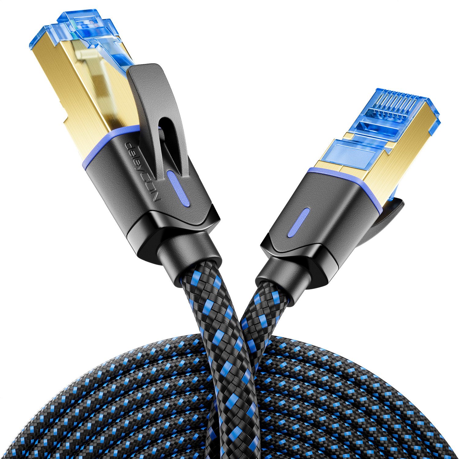 deleyCON 10m CAT8 Netzwerkkabel (40 Gbit/s, S/FTP, 100% Kupfer, RJ45, LAN-Kabel