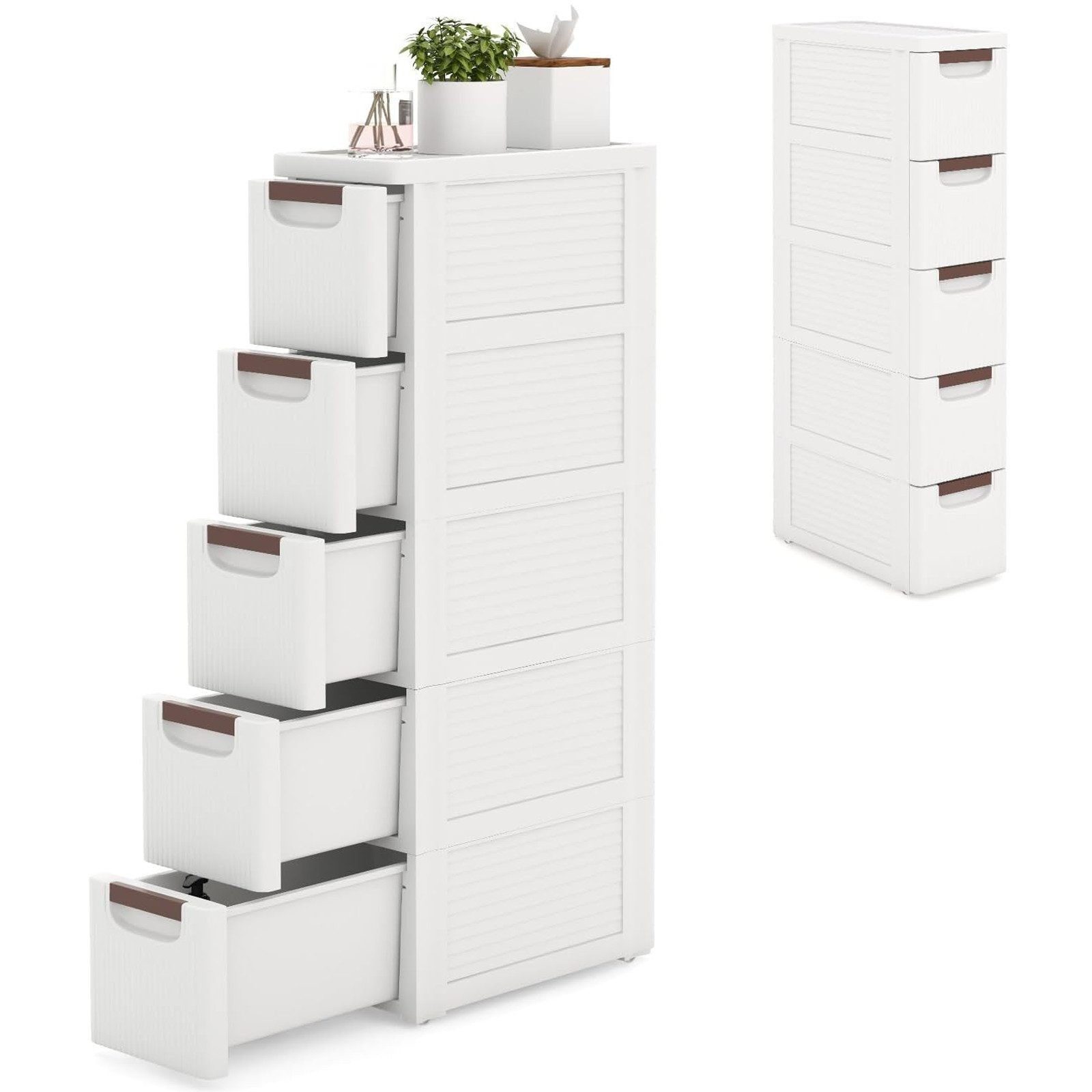 BlingBin Beistellwagen Schmaler Nischenschrank auf Rollen Rollschrank mit 4 günstig online kaufen