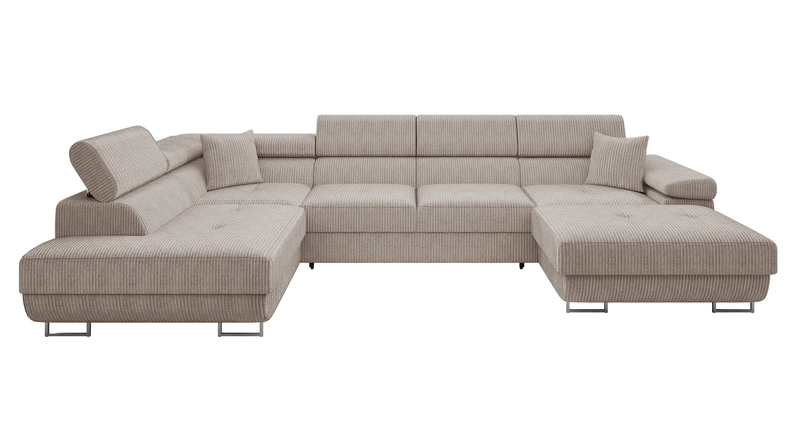 MIRJAN24 Wohnlandschaft Torezio Bis Cord, mit Bettkasten und Schlaffunktion, Einstellbare Kopfstützen, 346x203x70-90 cm, U-Form – Bild 2 von 5