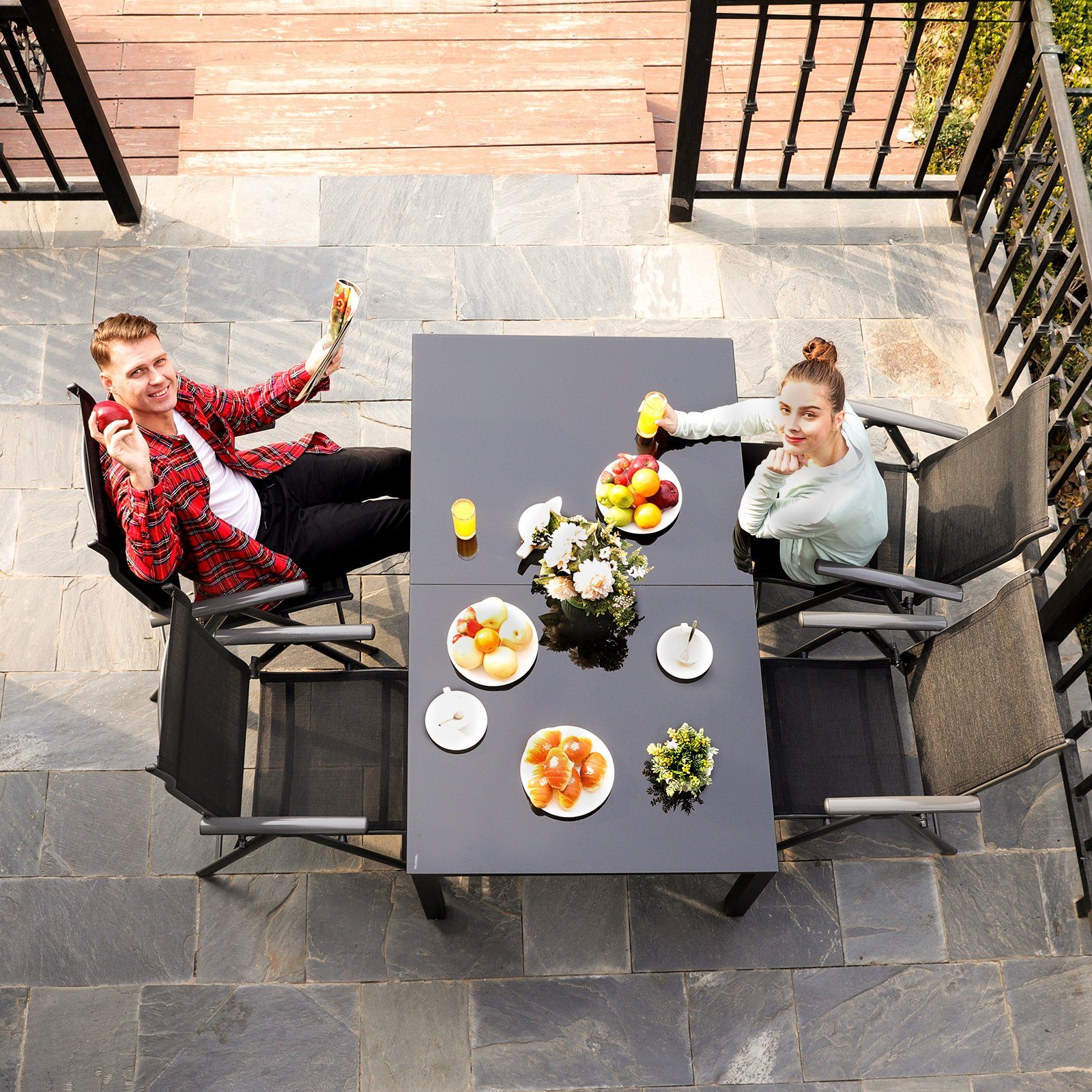 SONGMICS Gartenstuhl (4 St), 8-fach verstellbare günstig online kaufen