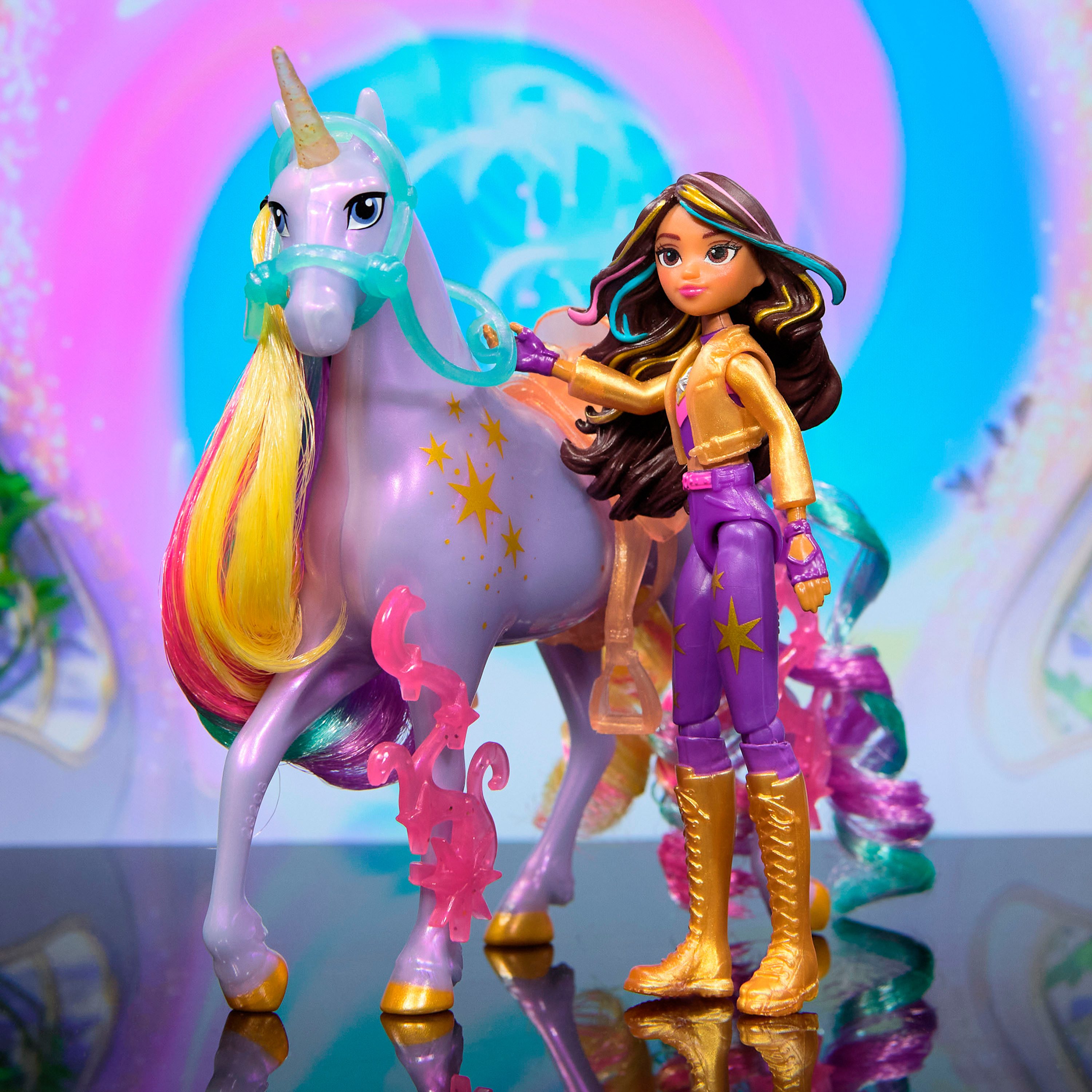 Spin Master Anziehpuppe Unicorn Academy - Sophia & Einhorn Wildstar, mit echter Mähne
