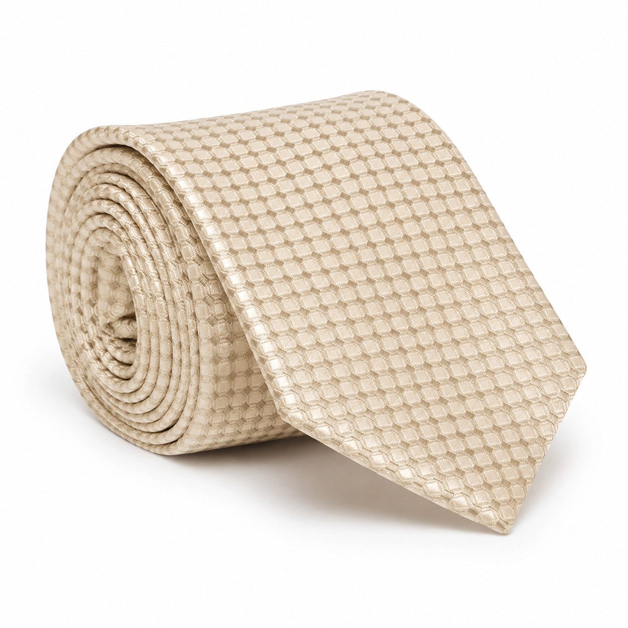 MONTI Krawatte LAZARO - champagner Seidenkrawatte mit Muster für Herren - 6 cm
