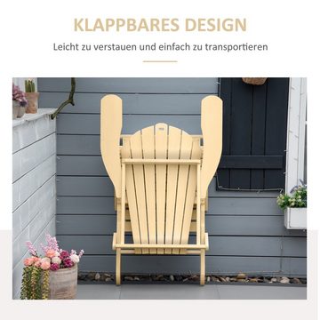 Outsunny Gartenstuhl Adirondack-Gartenstuhl mit Fußstütze klappbar Outdoor (Gartenmöbel, 1 St), Kiefernholz Natur 78cm x 140cm x 94cm