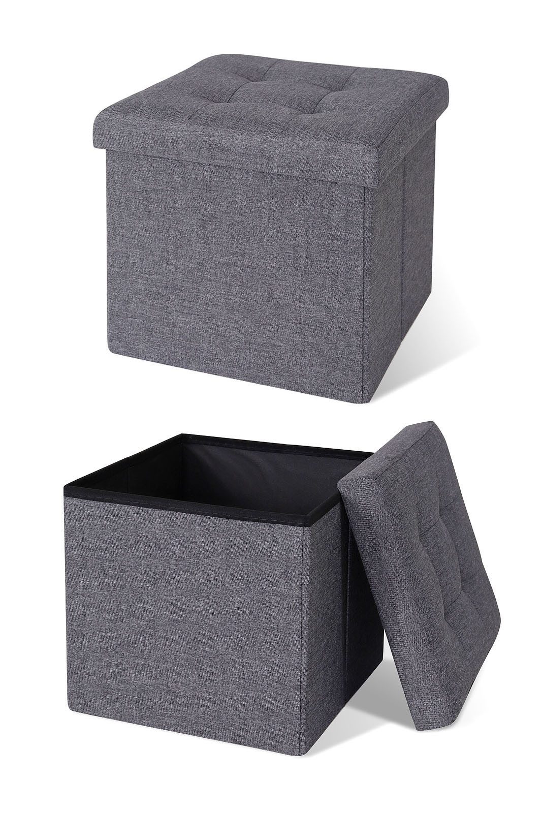 dibea Stauraumhocker aus Leinen (pflegeleicht & komfortabel, 1 St), multifunktional mit 40 Liter Stauraum
