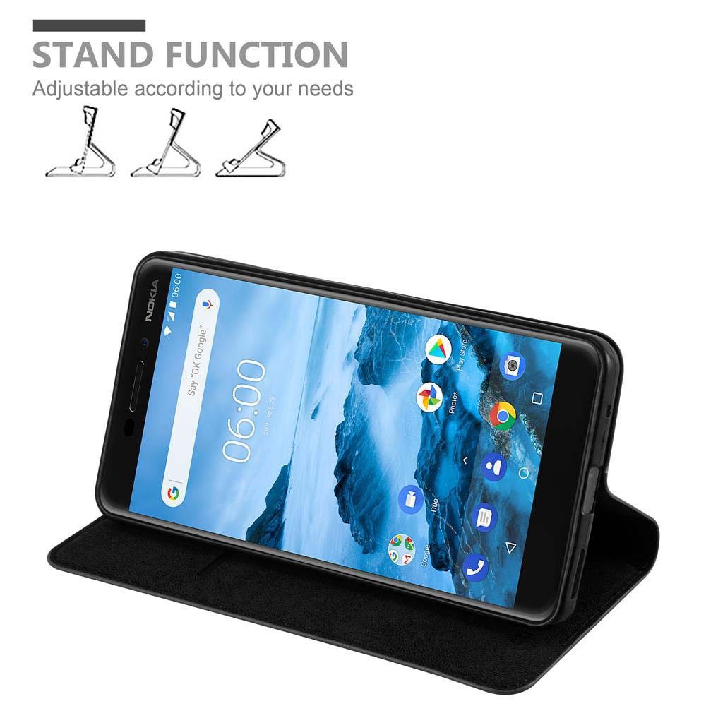 Cadorabo Handyhülle für Nokia 6.1 Hülle Nokia 6.1, Hülle Schutzhülle mit Standfunktion, Magnetverschluss und Kartenfach