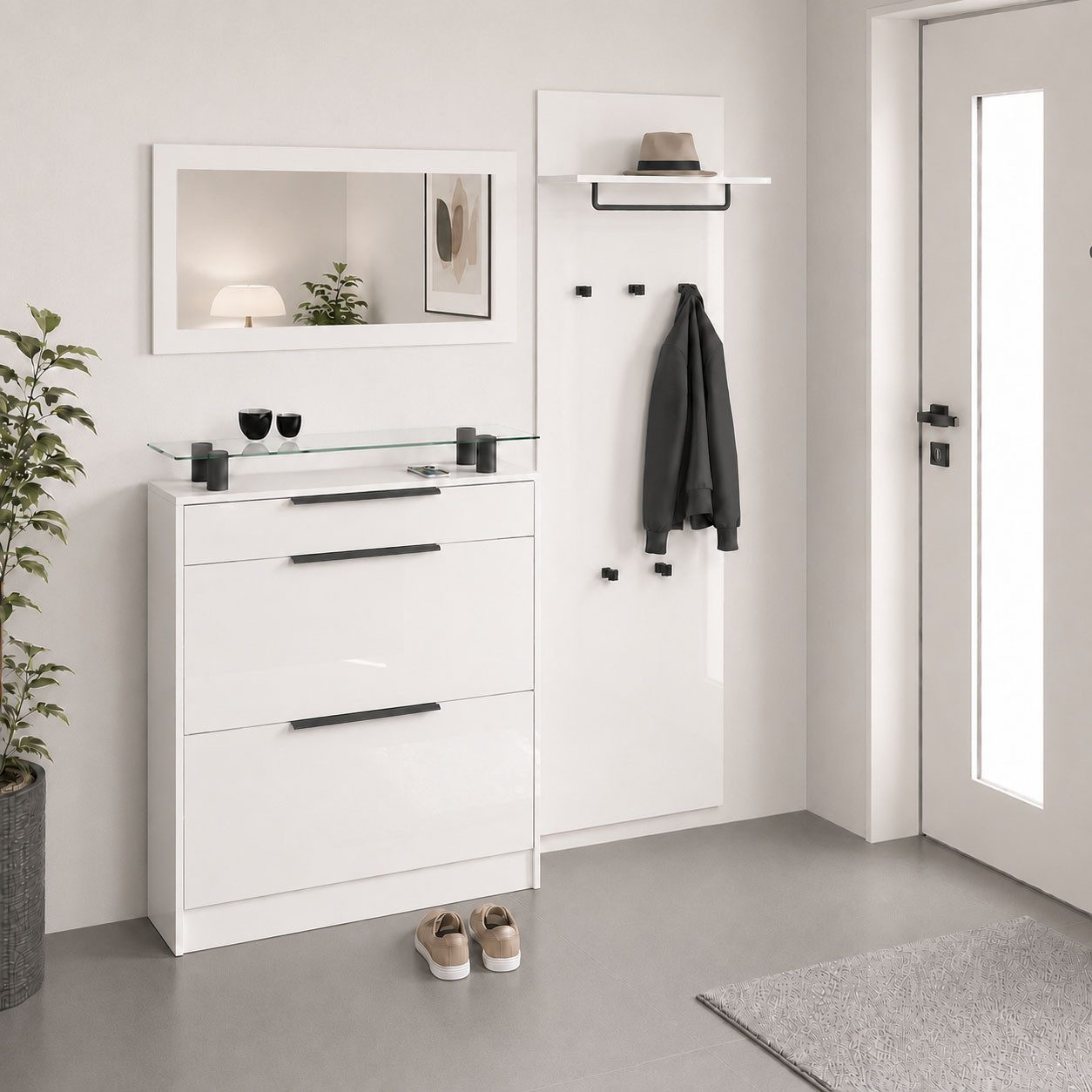 borchardt Möbel Garderoben-Set Tom, (3-St), Schuhschrank stehend