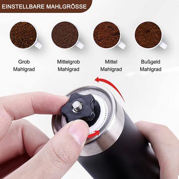 REDOM Kaffeemühle Kaffee Coffee Mühle Handkaffeemühle Hand Espressomühle manuell Tragbar, Kegelmahlwerk, Edelstahl mit stufenloser Präzise Mahlgradeinstellung Keramikmahlwerk