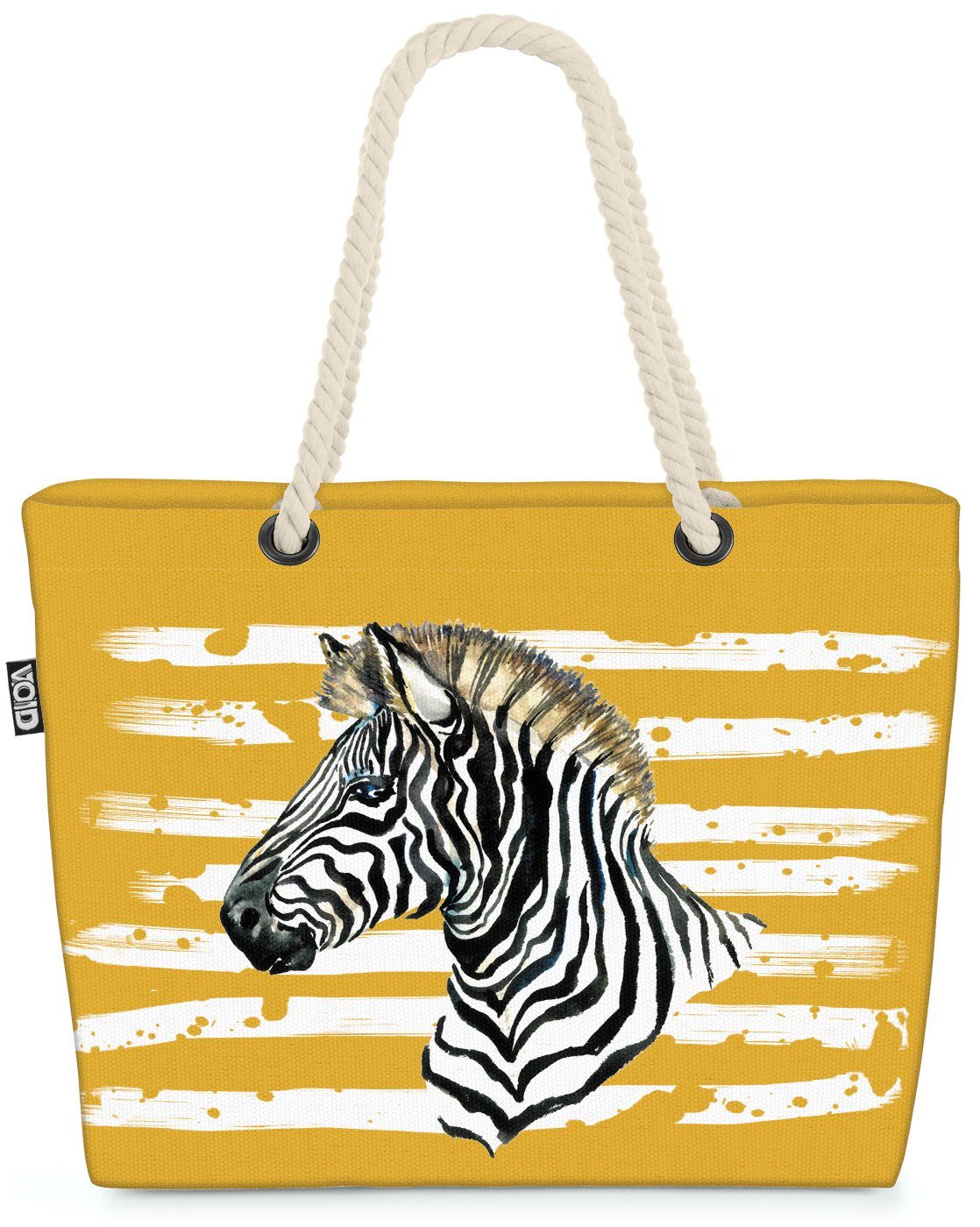 VOID Strandtasche gelb Zoo (1-tlg), Zebra Safari Wildtier Afrika Tier