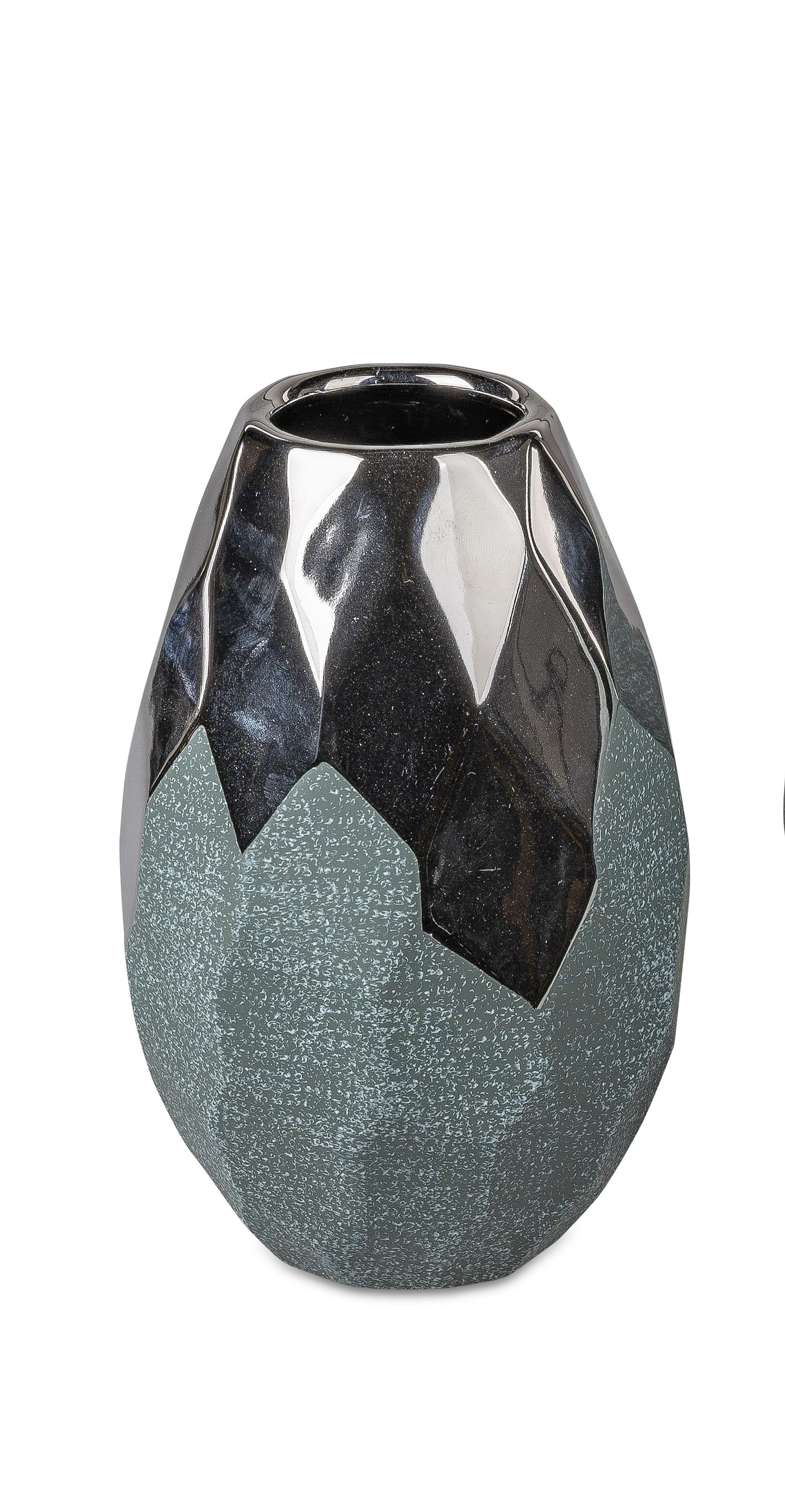 Formano in Small-Preis Vase Silber in 2 / wählbar, Petrol rund aus Keramik Dekovase Formen Tischvase