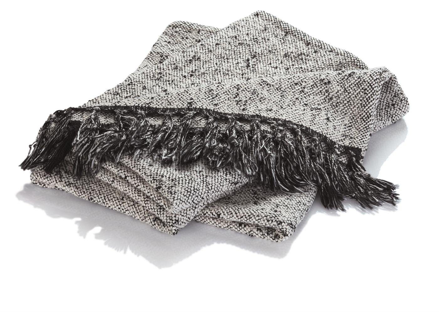 Plaid Sympathica Sommer Plaid 130x180 cm Salt & Pepper schwarz-weiß, Sympathica, mit Fransen
