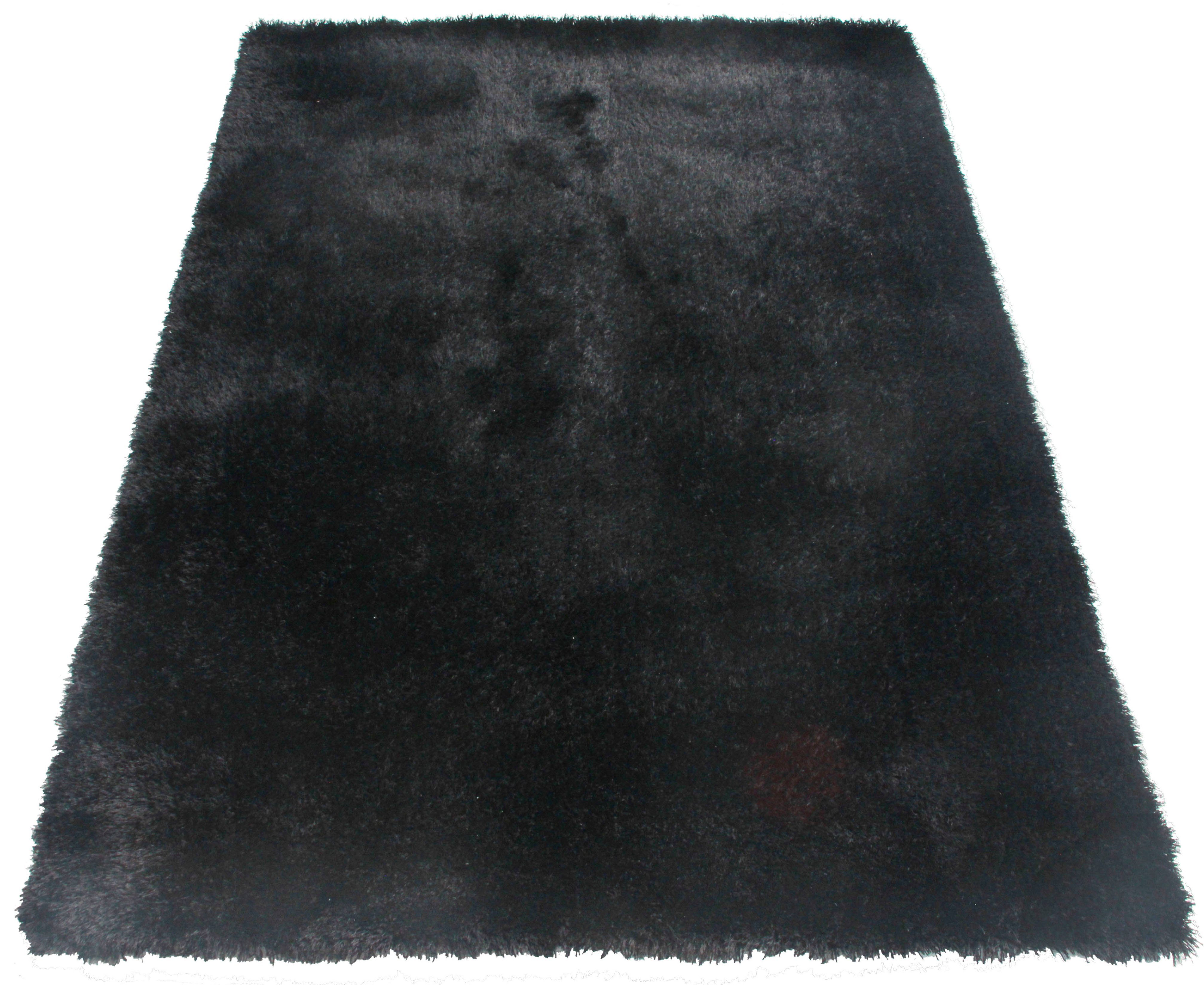 Hochflor-Teppich Lagos, Leonique, rechteckig, Höhe: 45 mm, Mikrofaser Teppiche, flauschig, einfarbig, Wohnzimmer, Schlafzimmer schwarz