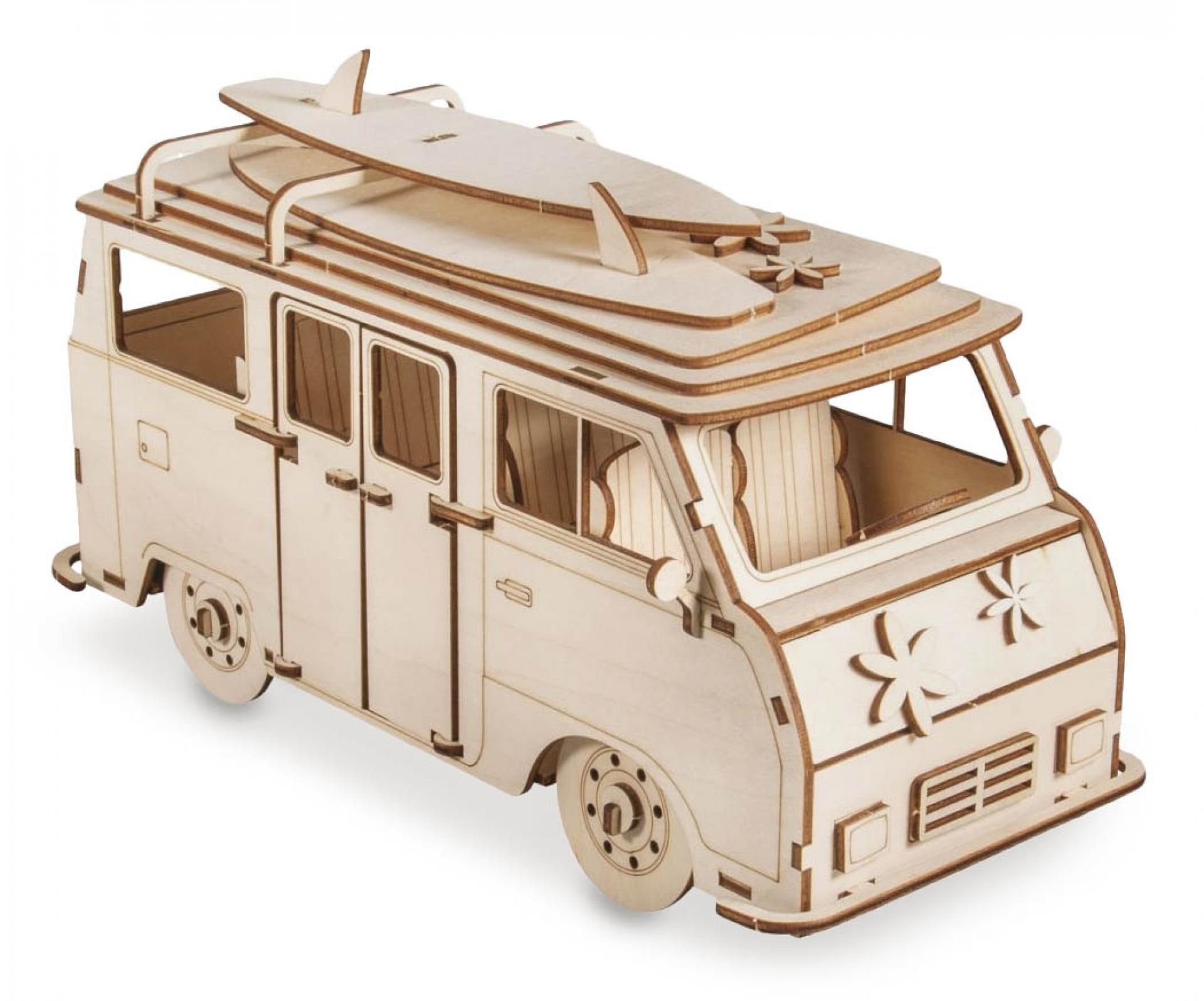 Dregeno Erzgebirge Bastelnaturmaterial Holzbausatz 3D Campingbus 77-tlg natur BxHxT 300x170x130mm NEU