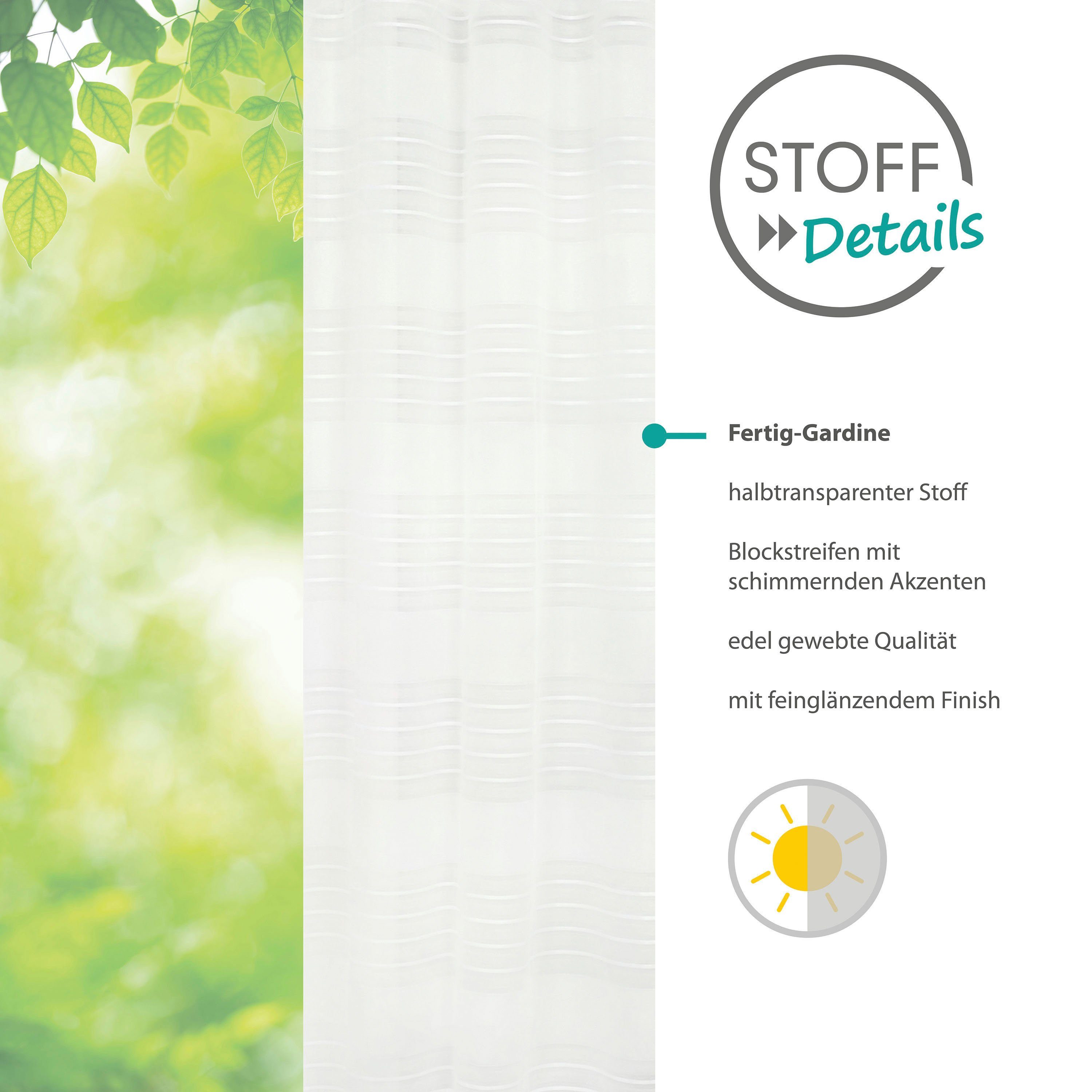 decolife Gardine Estelle (1 St), Ösen, halbtransparent, Wirkware, Ösenschal mit Blockstreifen weiß – Bild 4 von 5