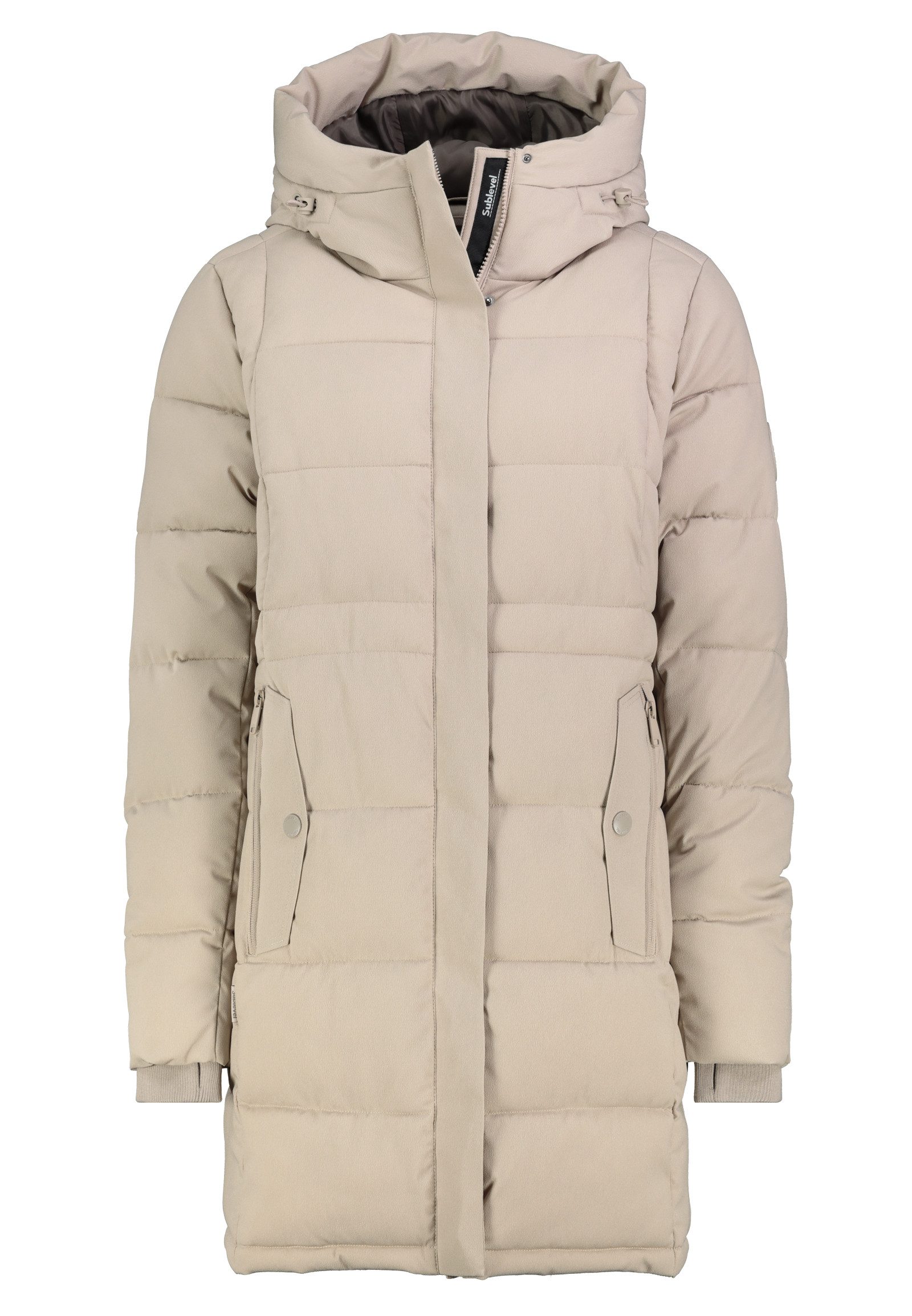 SUBLEVEL Wintermantel Damen Steppmantel mit Kapuze Steppdesign, Kapuze mit Tunnelzug, Rippbündchen mit Daumenloch