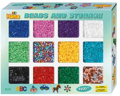 Hama Perlen Bügelperlen Beads and Storage, 9600 Stück