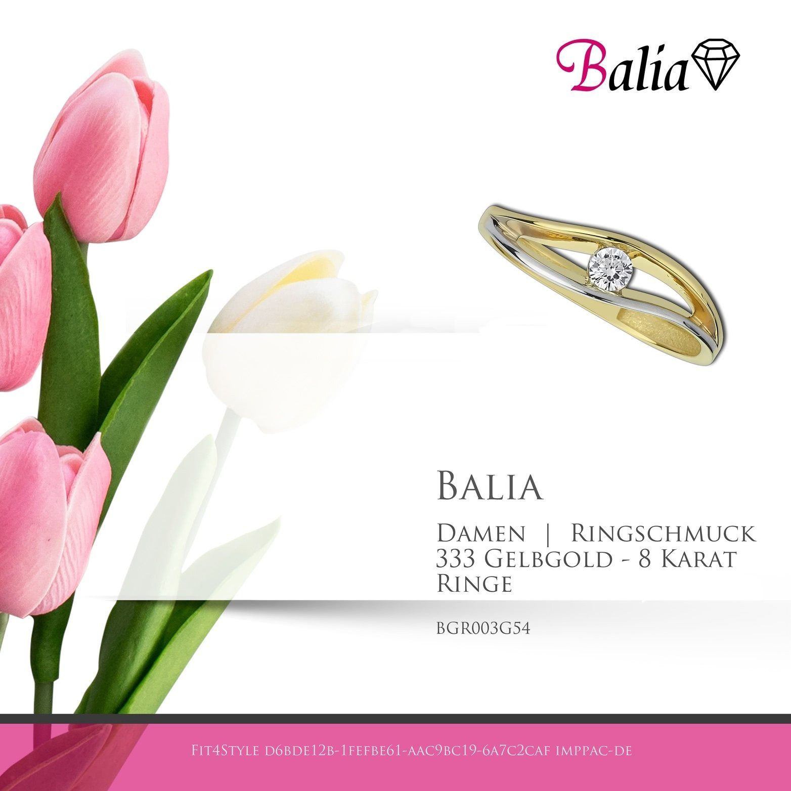 Gelbgold Gelbgold Balia Ring 8 Größe (Fingerring), aus 54 Balia (geschwungen (17,2), 333 Damen Fingerring 333 Karat - gold) Goldring