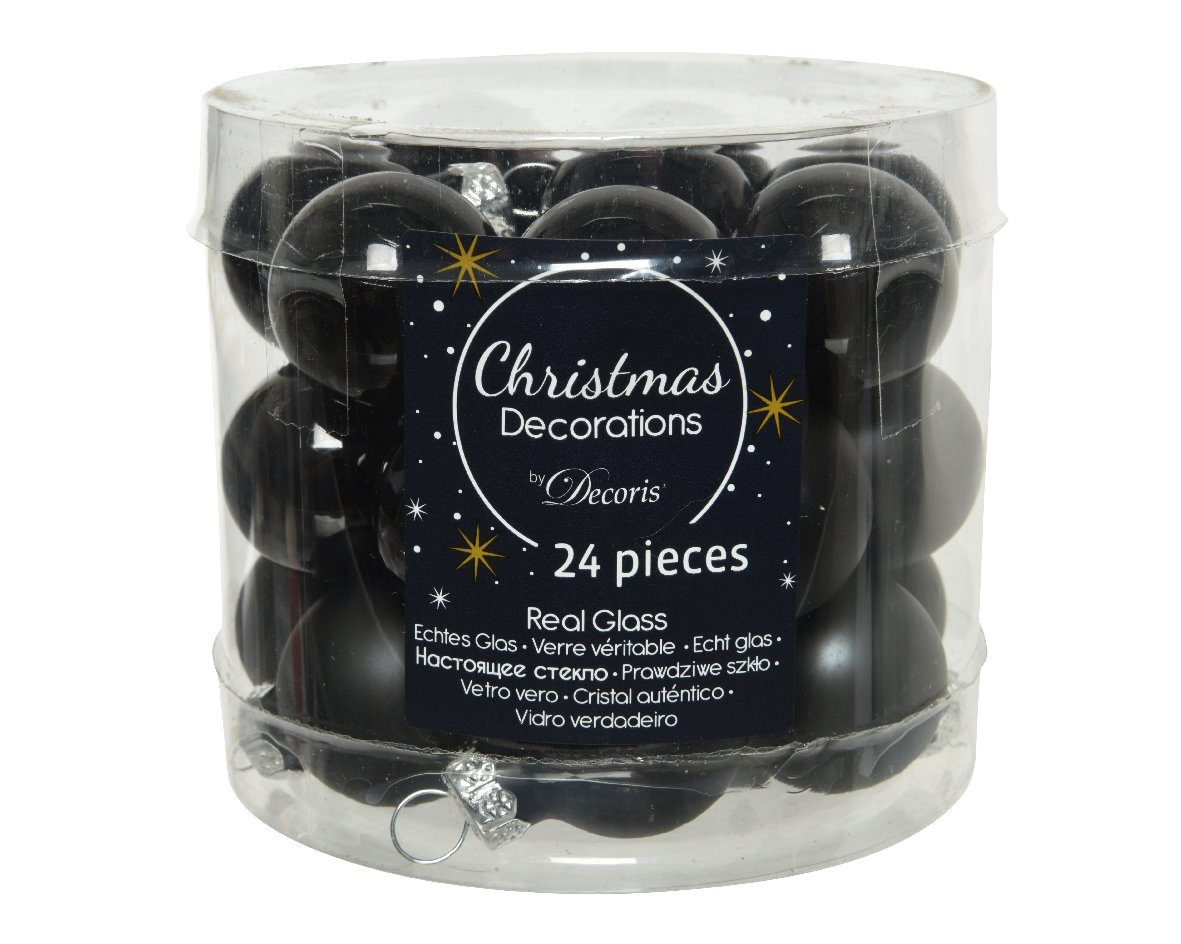 Weihnachtsbaumkugel, Weihnachtskugeln decorations Schwarz Stück 2,5cm Decoris 24 season - Glas