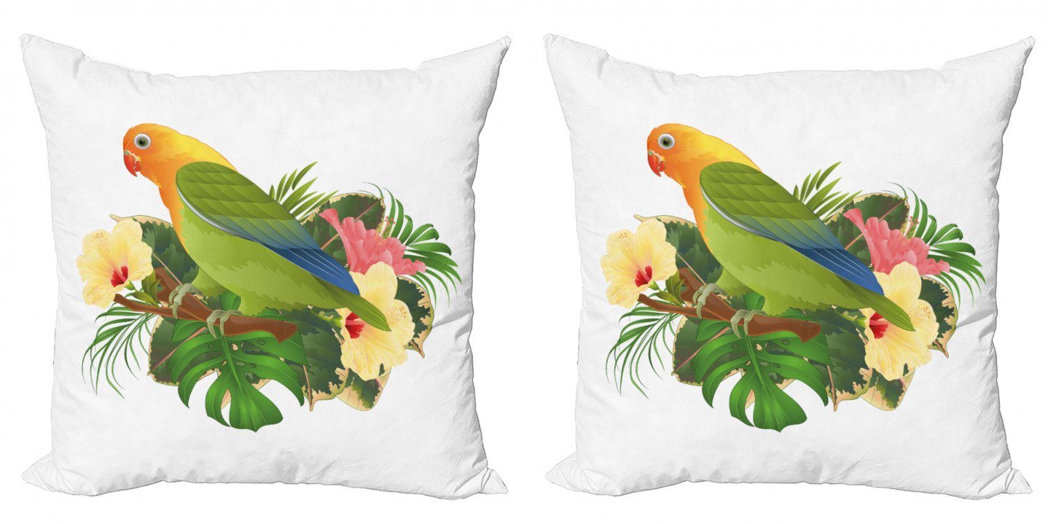 (2 Doppelseitiger Abakuhaus Accent Exotische Tropisch Parrot Modern Stück), Agapornis Kissenbezüge Digitaldruck,