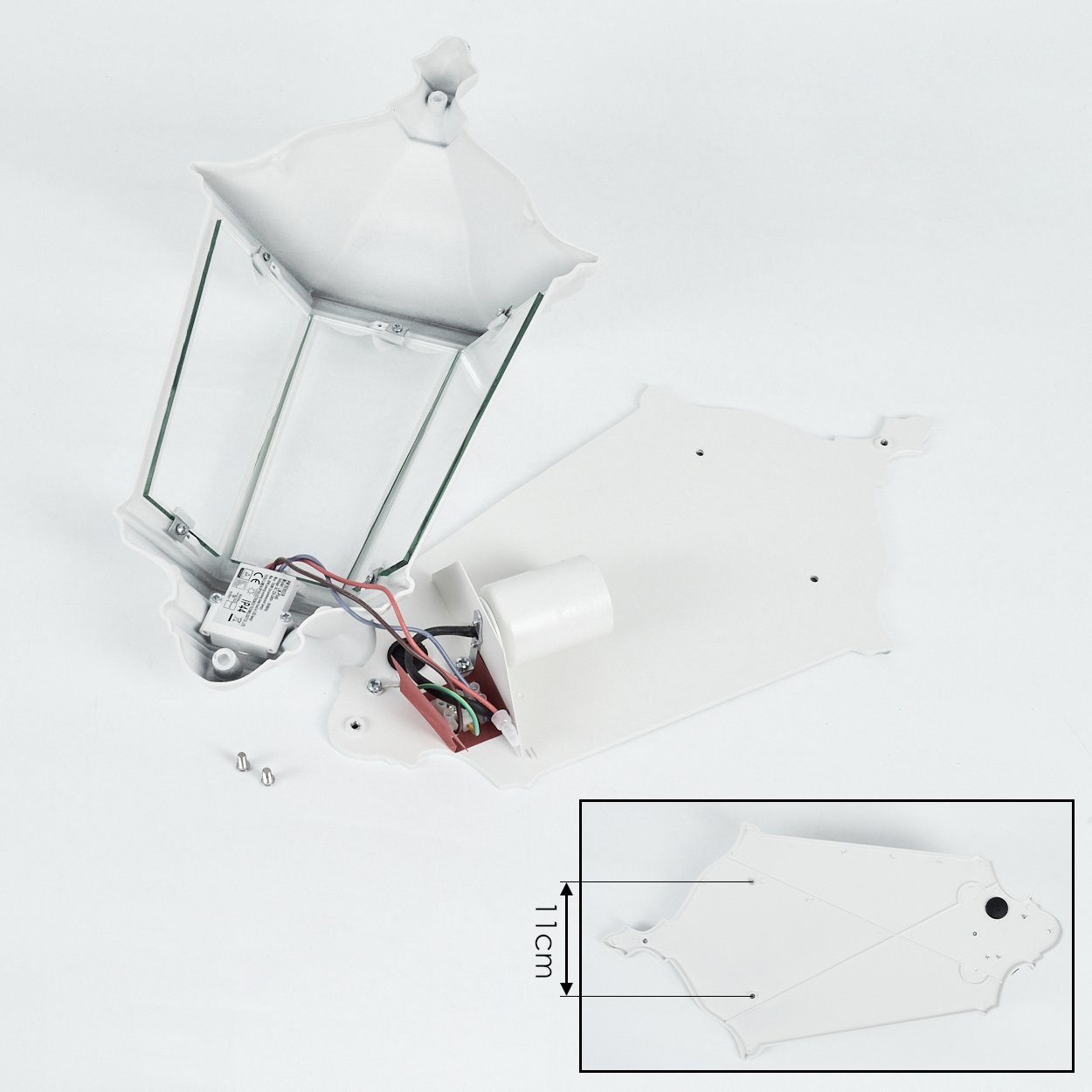 hofstein Außen-Wandleuchte »Viano« Wandlampe in antikem Look, aus Metall/Glas in Weiß/Klar, ohne Leuchtmittel, Wandleuchte m. E27,m. Bewegungsmelder