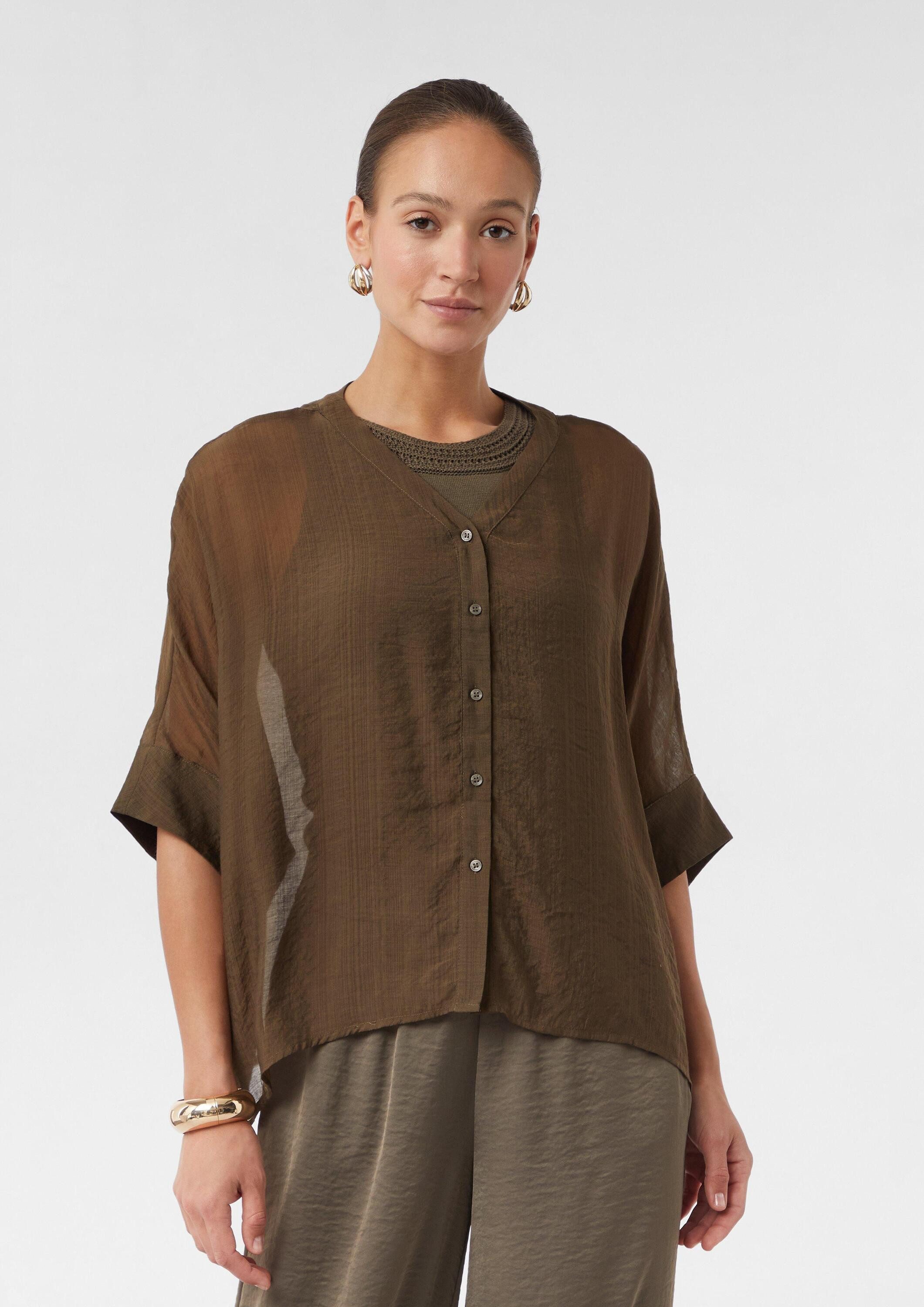 comma Kurzarmbluse Accessories Leicht transparente Bluse aus Viskosemix günstig online kaufen