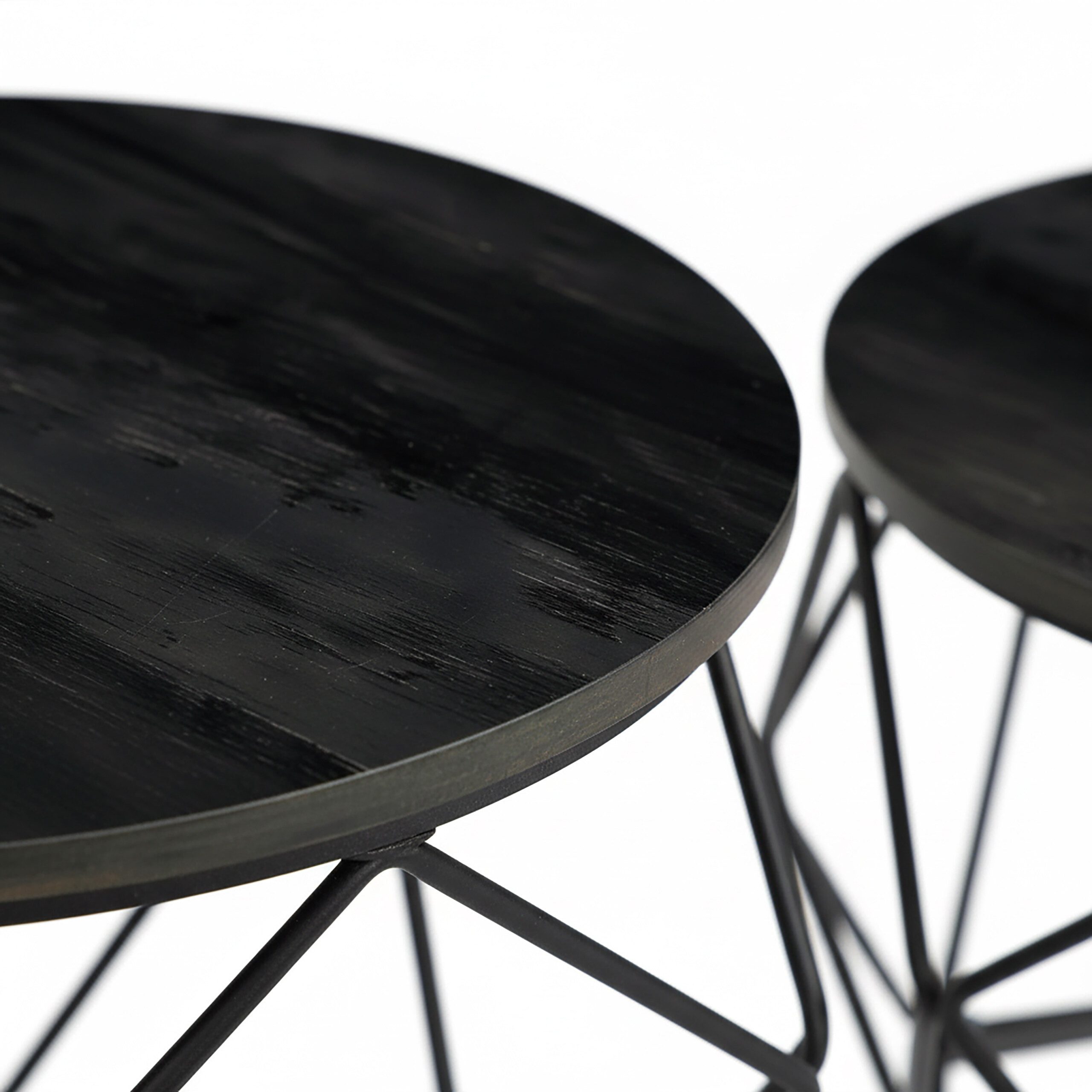 relaxdays Couchtisch 2er Set (2-teiliges Set), Schwarz-Schwarz