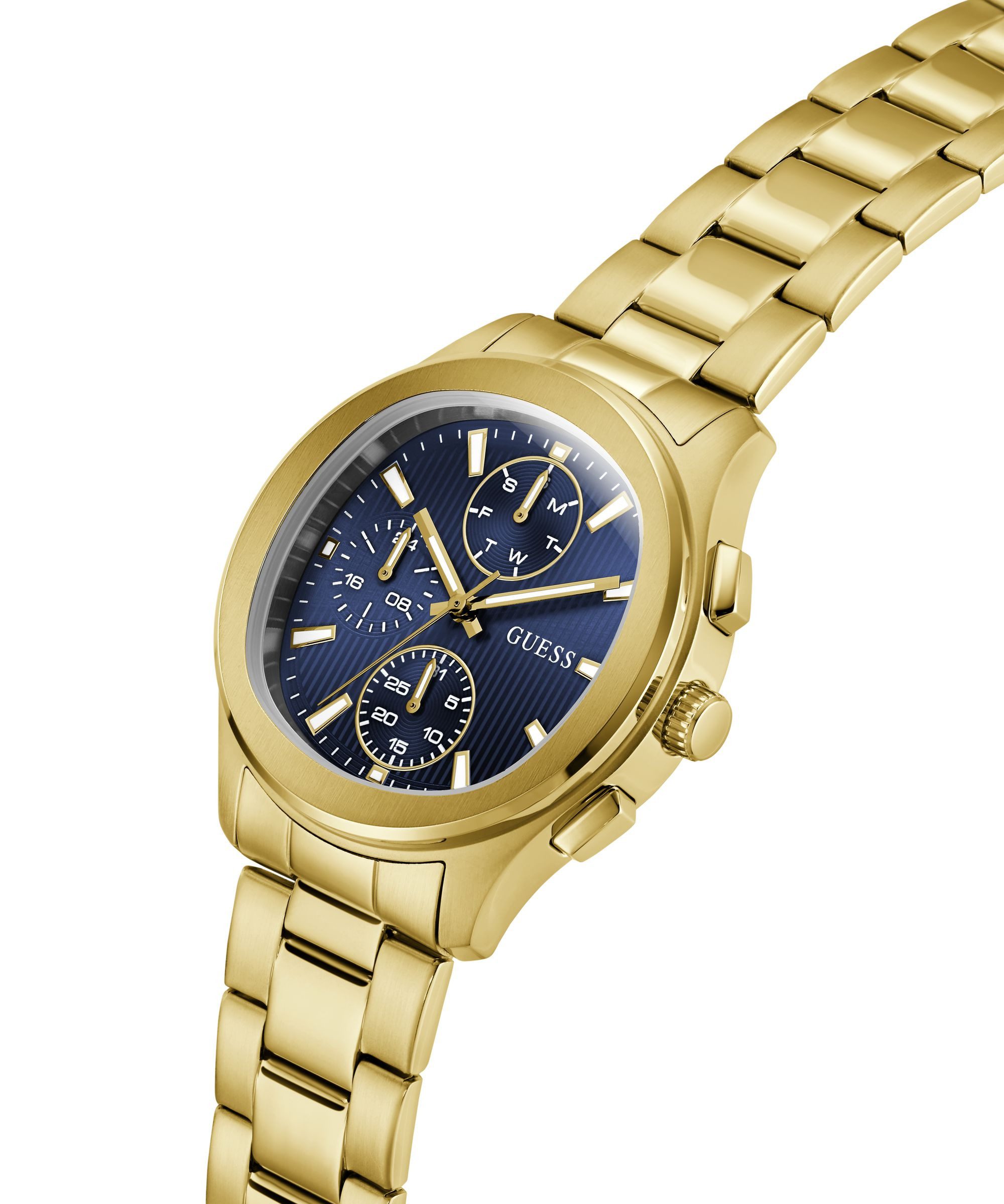 Guess Multifunktionsuhr PALMER GW1048G2, Quarzuhr, Armbanduhr, Herrenuhr, Edelstahlarmband, analog, Wochentag