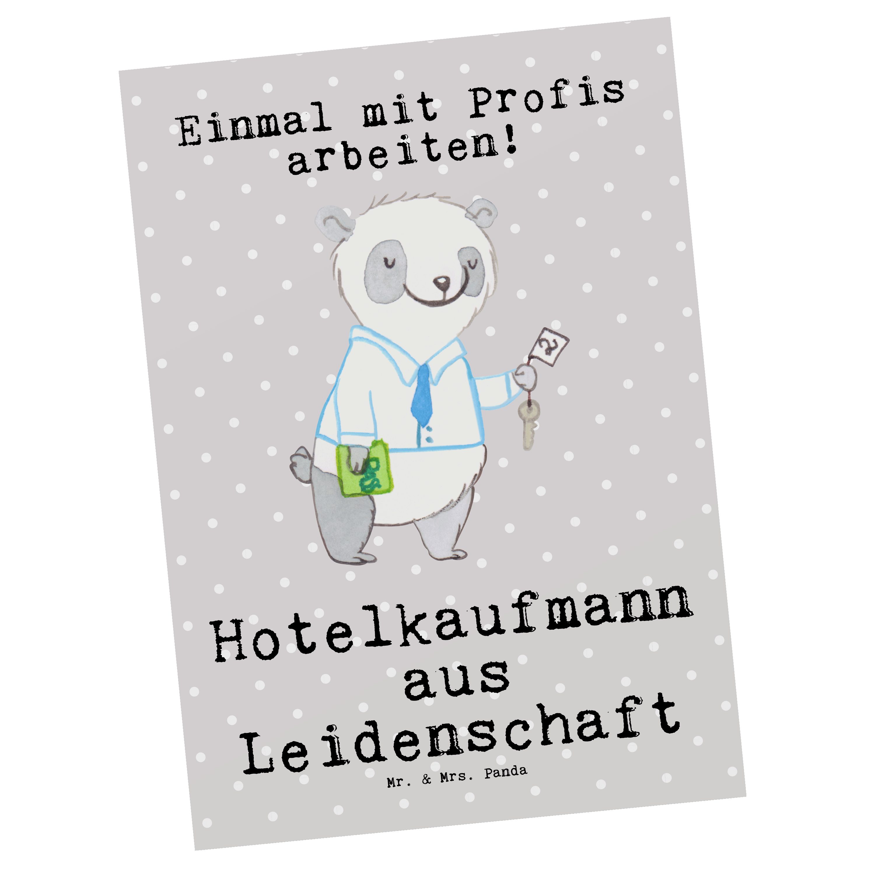 Mr. & Mrs. Panda Postkarte Hotelkaufmann aus Leidenschaft - Grau Pastell - Geschenk, Hoteleröffn | Grußkarten
