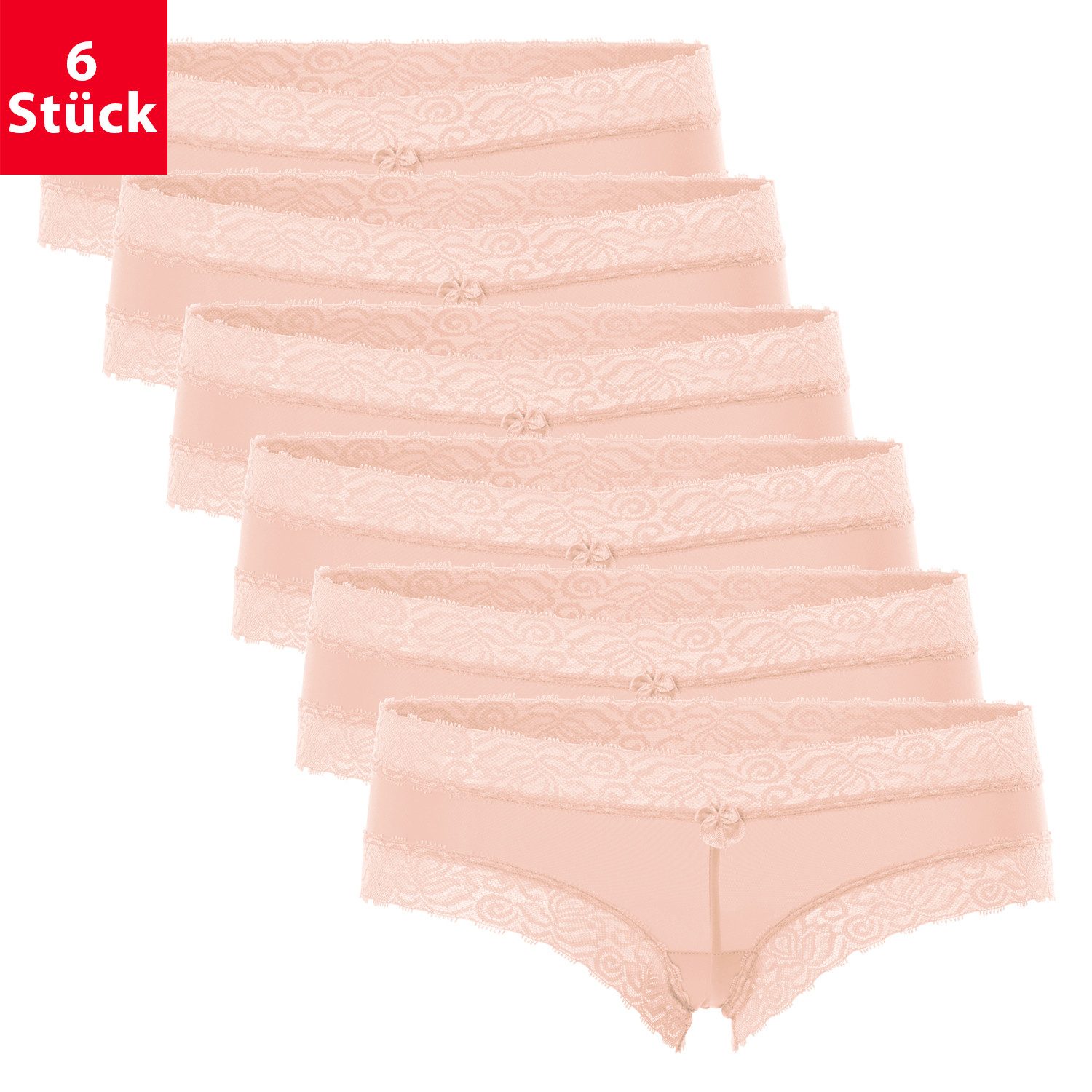 celodoro Panty Damen Hipster Panty mit Spitze (6er Pack) Dessous Slips