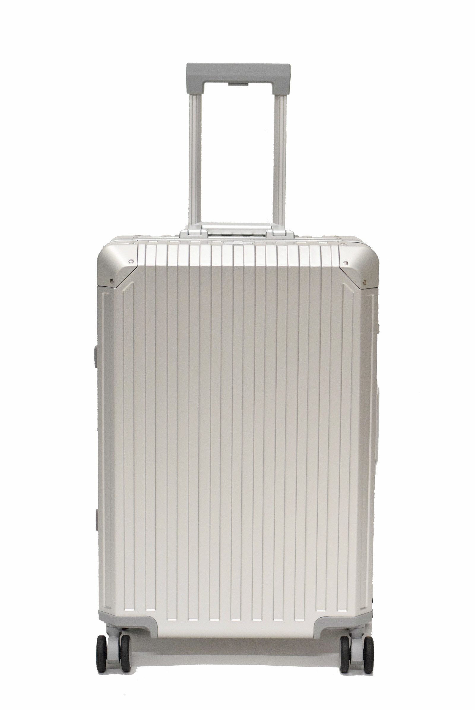 Zimmert Leather Koffer T-257, Aluminium Trolley Silber 4 Rollen TSA S M L
