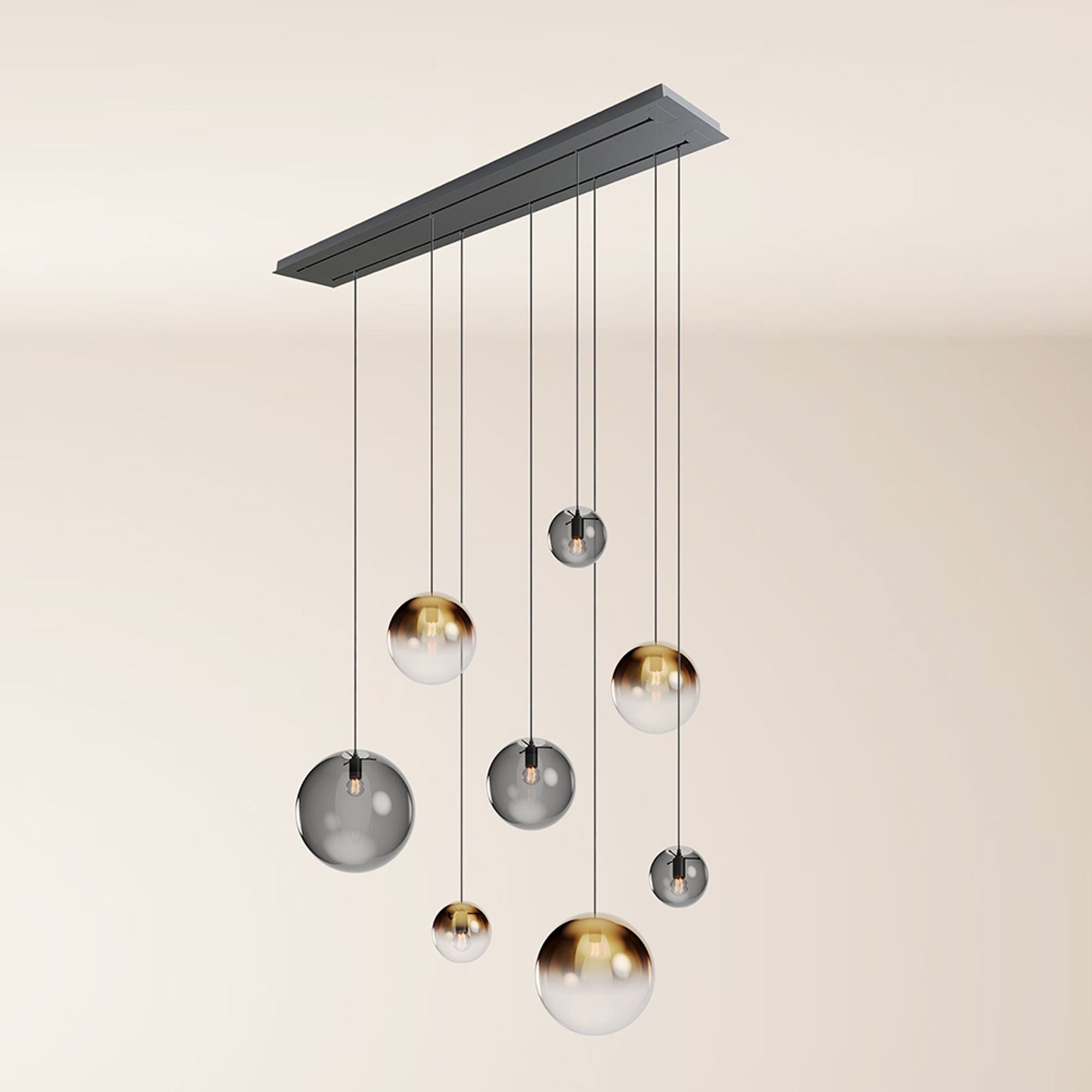 s.luce Pendelleuchte Orb Esstischleuchte 8-flammig 160cm 2-reihig