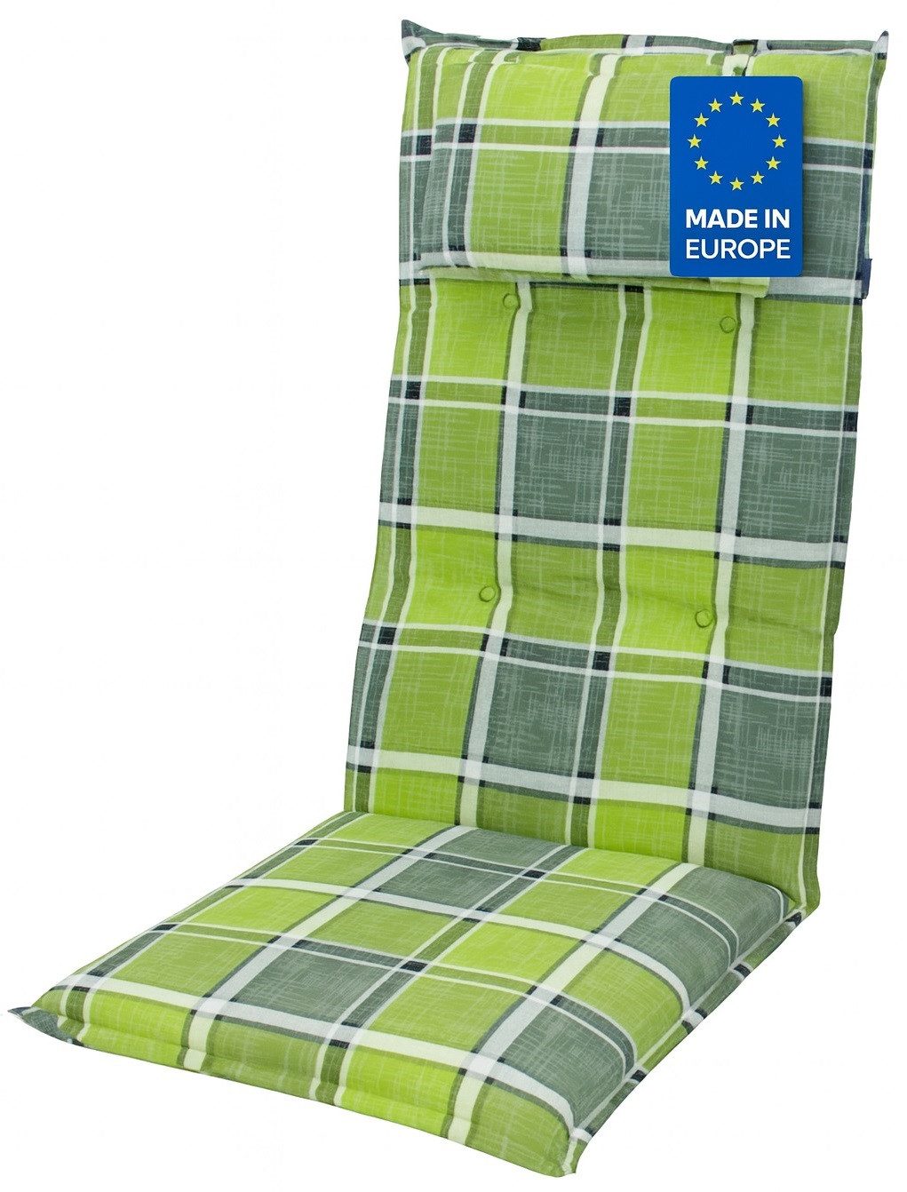 doppler® Hochlehnerauflage 5911 Gartenstuhl Kissen Polster für Hochlehner grün karo, (1 Auflage, 1 St., 1 Auflage), UV-beständig hür Hochlehner Stühle