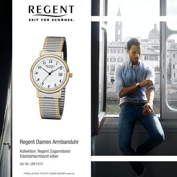 Regent Quarzuhr Regent Damen Herren-Armbanduhr silber gold, (Analoguhr), Damen, Herren Armbanduhr rund, mittel (ca. 35mm), Edelstahlarmband