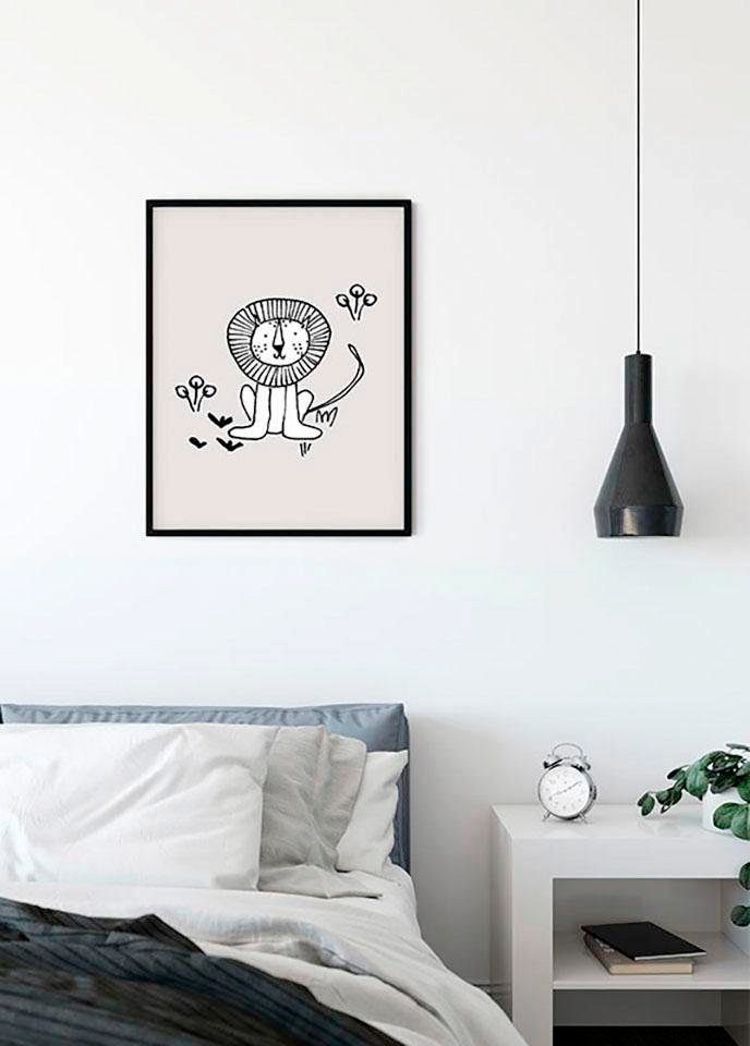 Komar Poster Scribble Lion, Wohnzimmer Schlafzimmer, St), (1 Kinderzimmer, Tiere