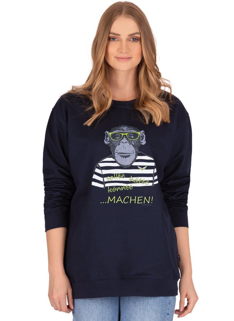 Sweatshirt Affen-Druckmotiv mit Trigema großem Sweatshirt TRIGEMA