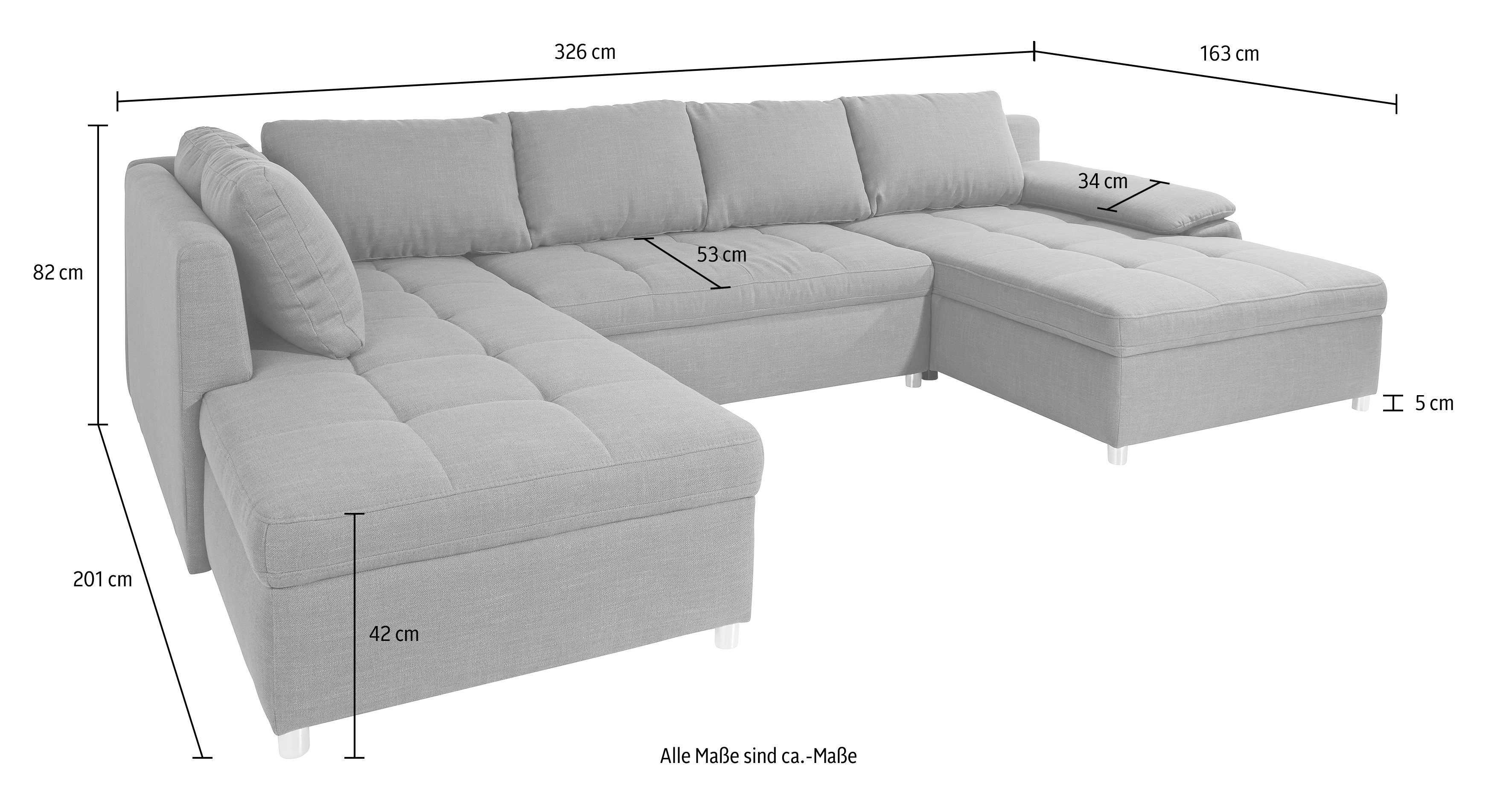 sit&more Wohnlandschaft "Labene U-Form", wahlweise mit Bettfunktion und Bet günstig online kaufen
