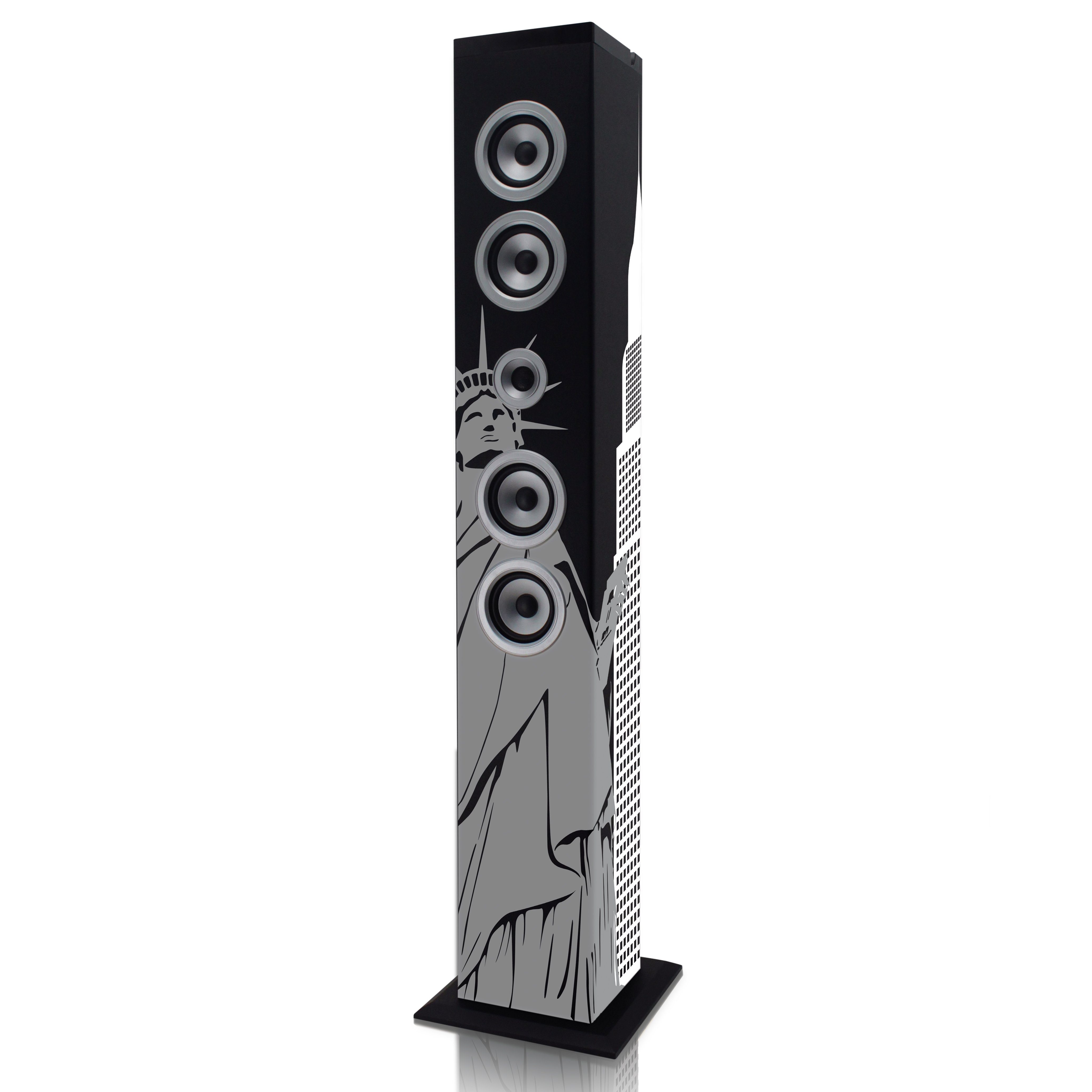 Lenco IBT-6 NY Liberty Bluetooth-Lautsprecher 1.0 (Bluetooth, 40 W, Bluetooth-Speaker, FM-Radio mit USB/SD-Slot, AUX, LCD in 6 Designs)