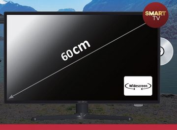 Reflexion LDDW24i+ LED-Fernseher (60,00 cm/24 Zoll, Full HD, Smart-TV, DC IN 12 Volt / 24 Volt, Netzteil 230 Volt, Fernseher für Wohnwagen, Wohnmobil, Camping, Caravan, mit integriertem DVD-Player)