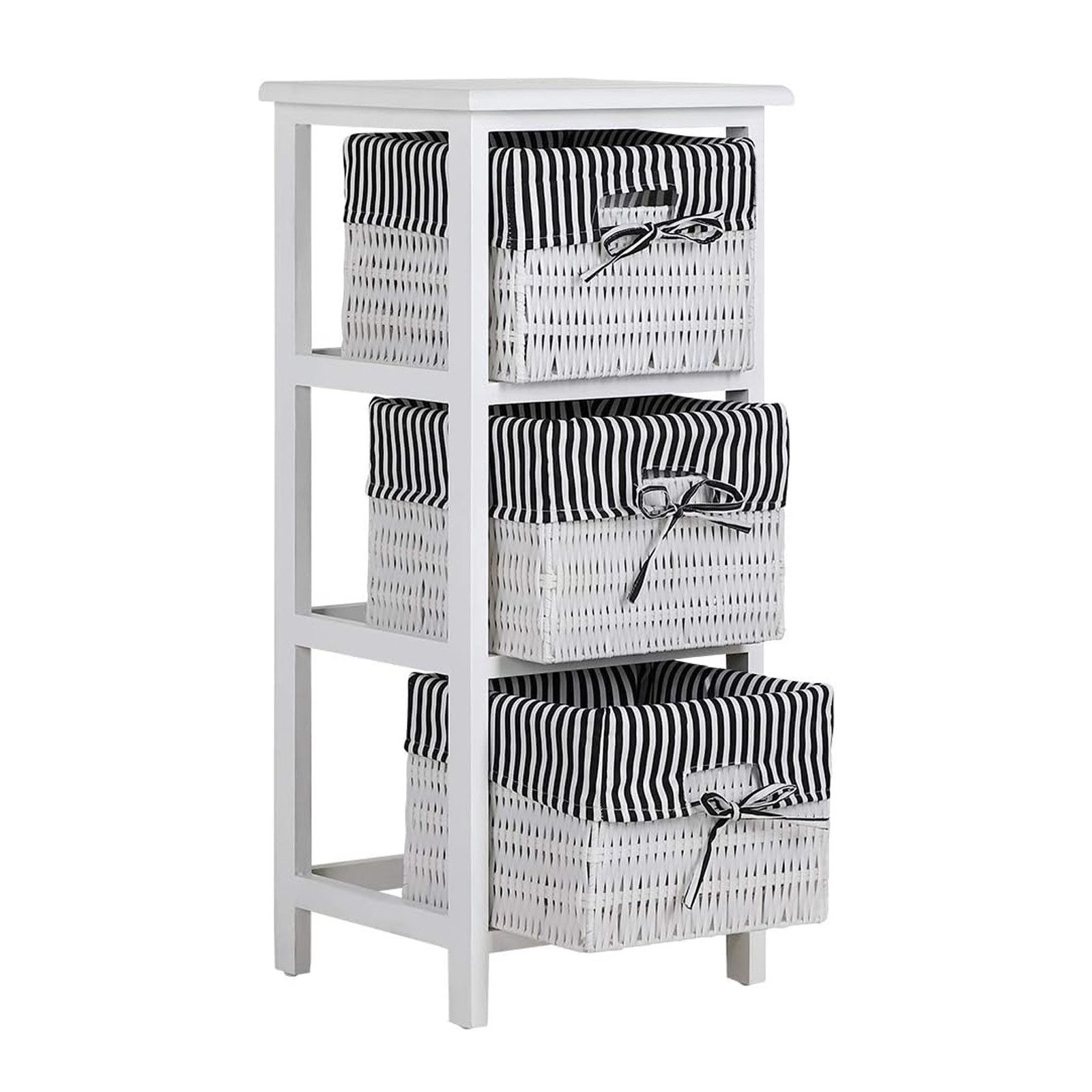 HTI-Living Badregal Regal mit 3 Körben Mia Landhaus Weiß Schwarz, Stück 1-t günstig online kaufen