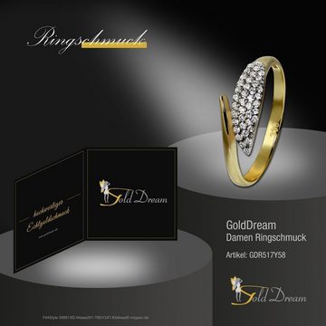 GoldDream Goldring GoldDream Gold Ring Blatt Gr.58 Zirkonia (Fingerring), Damen Ring Blatt aus 333 Gelbgold - 8 Karat, Farbe: gold, weiß