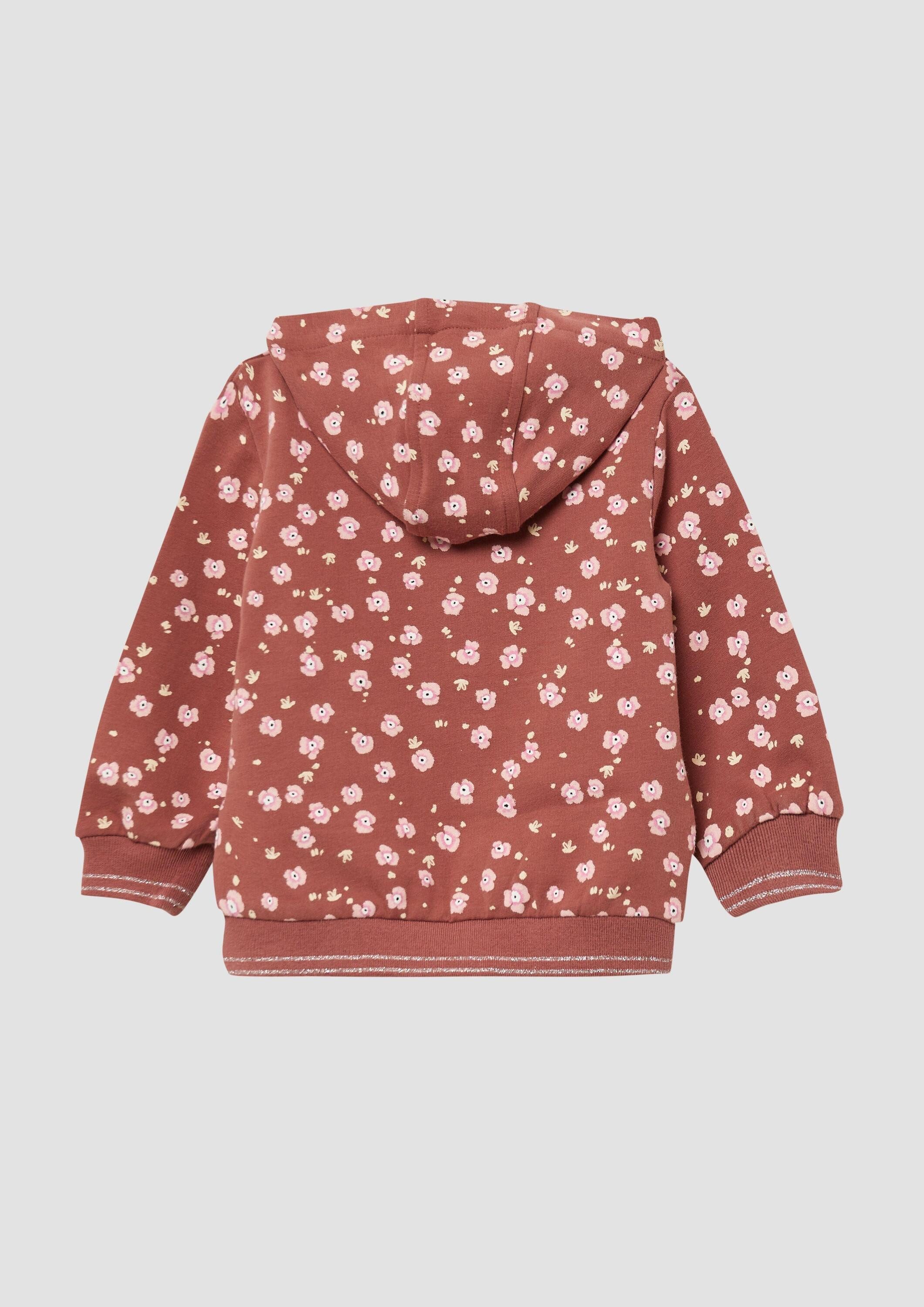 s.Oliver Sweatjacke Sweatshirt Jacke Leichte Sweatjacke mit Kapuze und Glitzer-Details