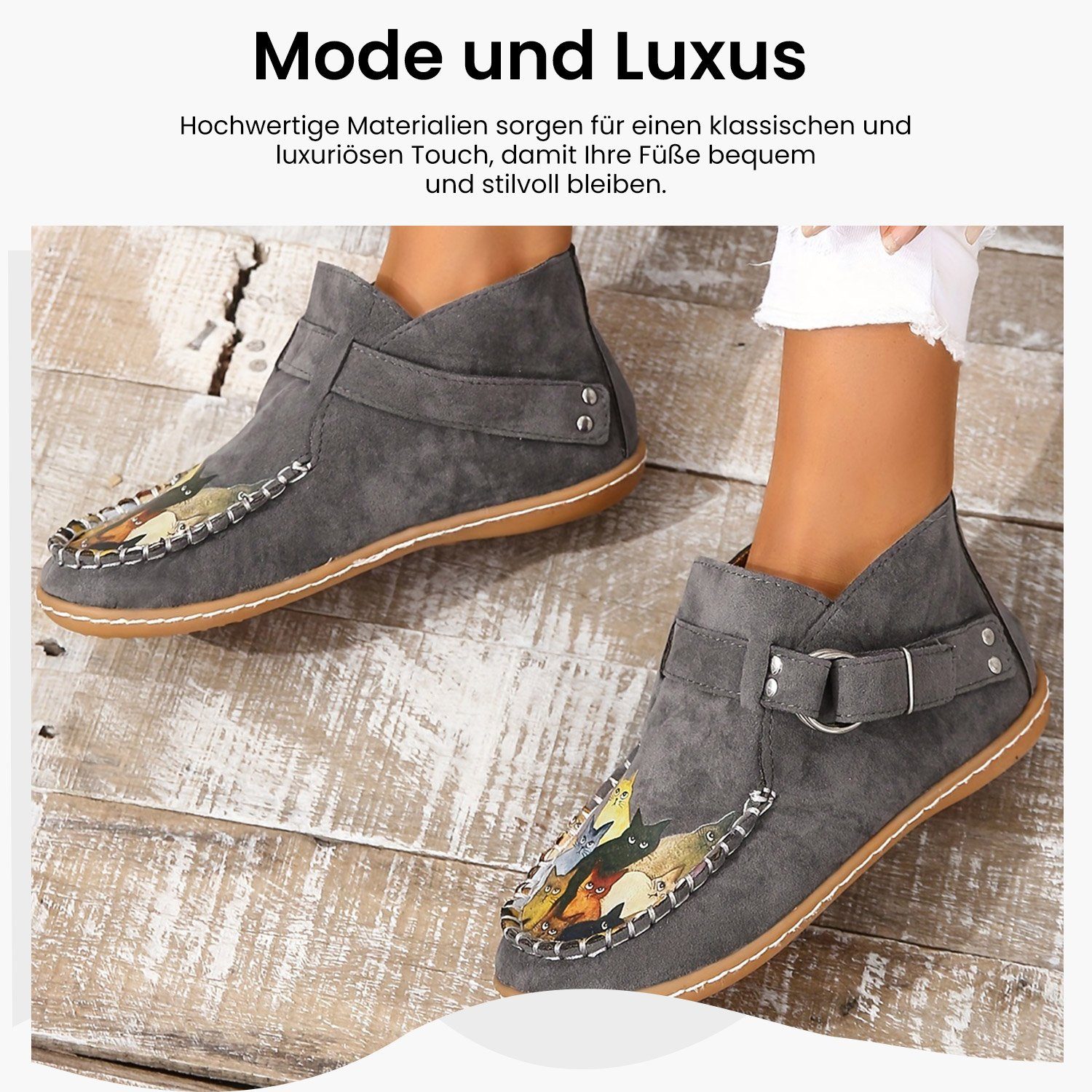 Schuhe Walkingschuh flache Freizeitschuhe Daisred Damen Cartoon Einzelne Grau