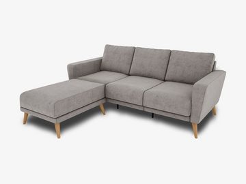 KAUTSCH.com 3-Sitzer LOTTA, L-Form, Ecksofa, abnehmbarer Longchair, zerlegbares System, modular erweiterbar, hochwertiger Kaltschaum, Wellenfederung, made in Europe