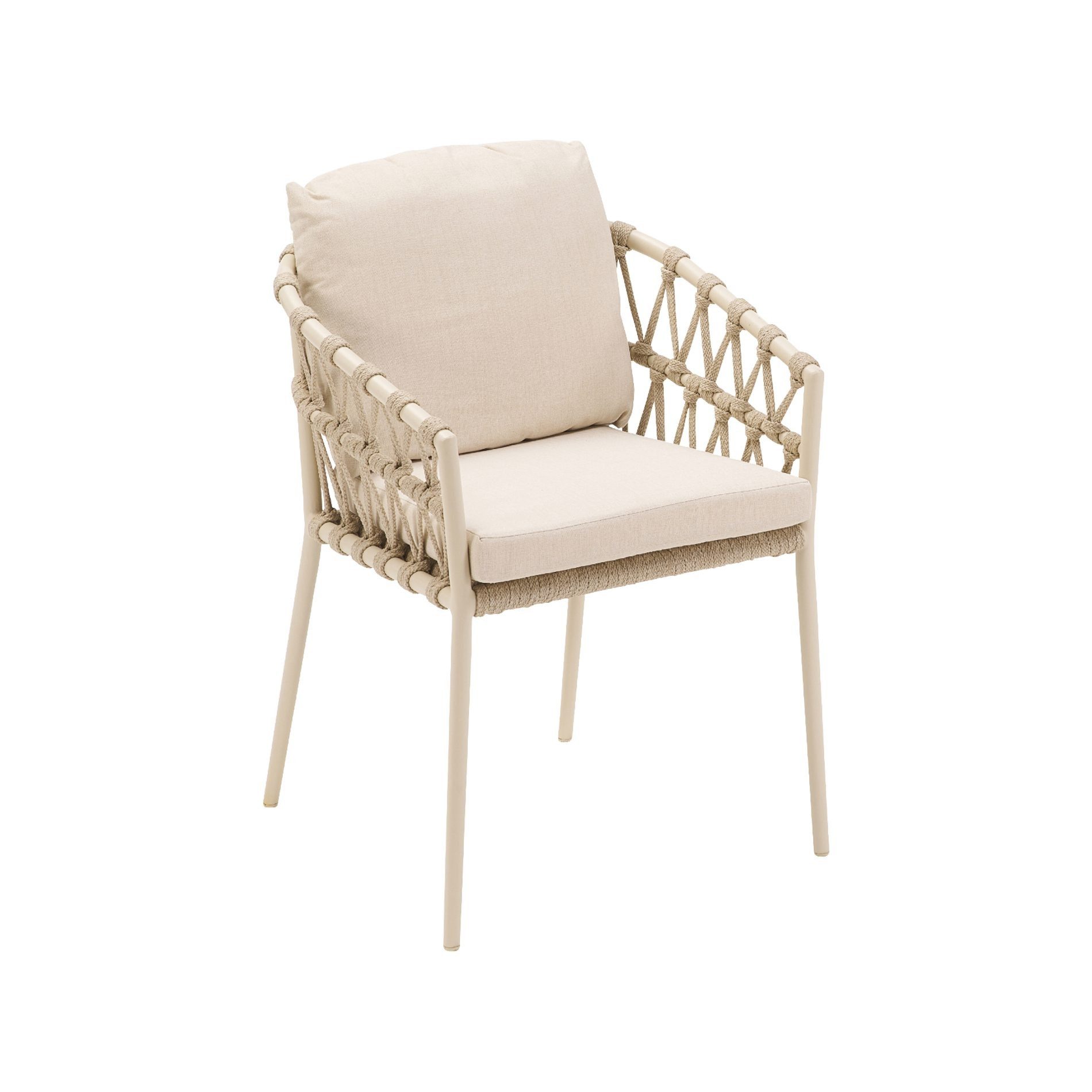CASA DOMA Gartenstuhl Messina Diningsessel, Gartensessel, Outdoorstuhl für Terrasse & Balkon, Bezüge Sunproof® Olefin in Beige, fleckenabweisend, Aluminium cream